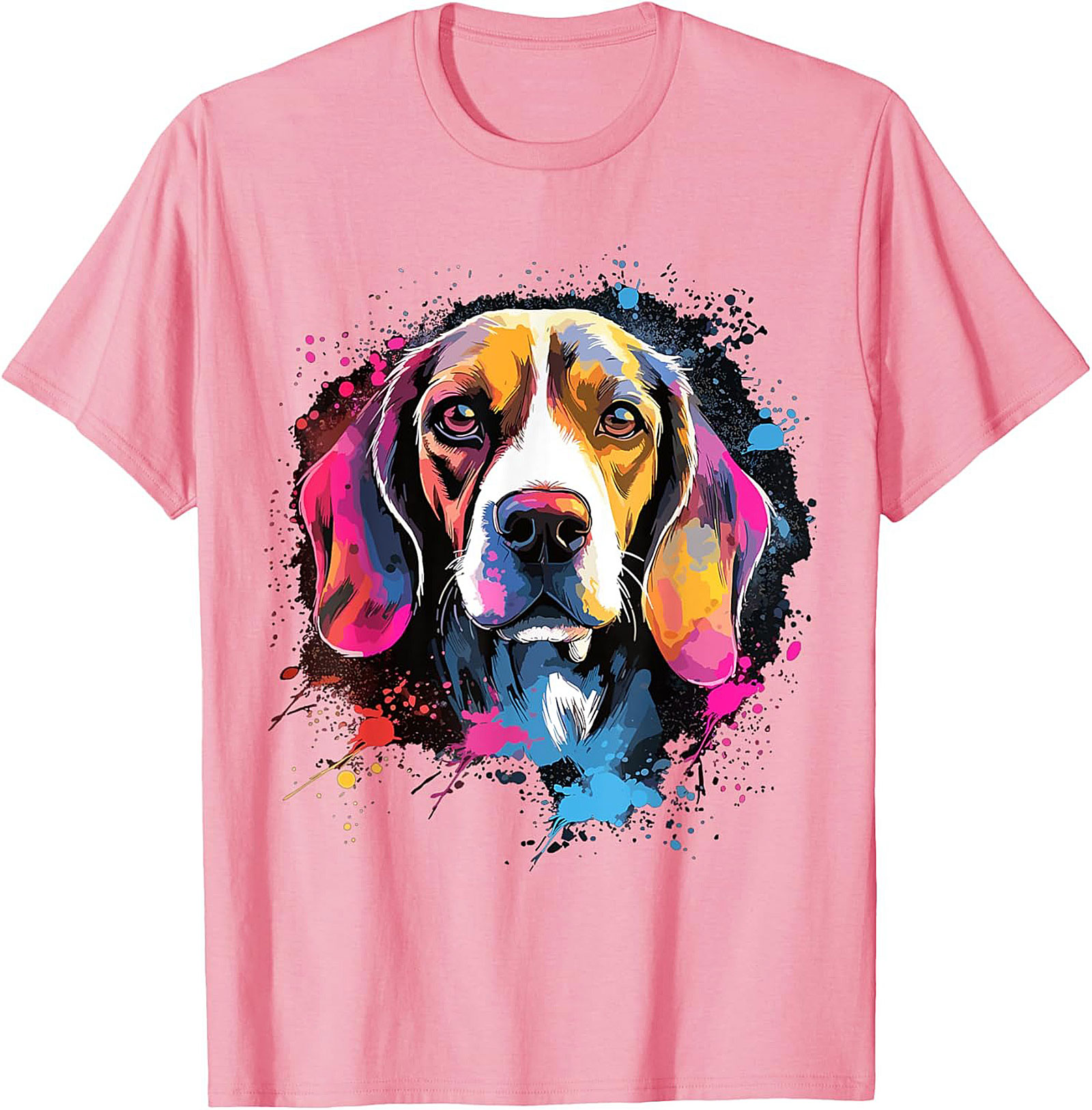 Vibrant Pop Art Beagle Dog Graphic Tee | Artistic Dog Lover T-Shirt