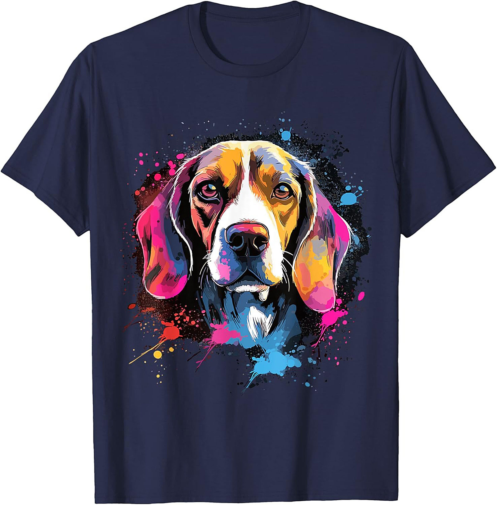 Vibrant Pop Art Beagle Dog Graphic Tee | Artistic Dog Lover T-Shirt