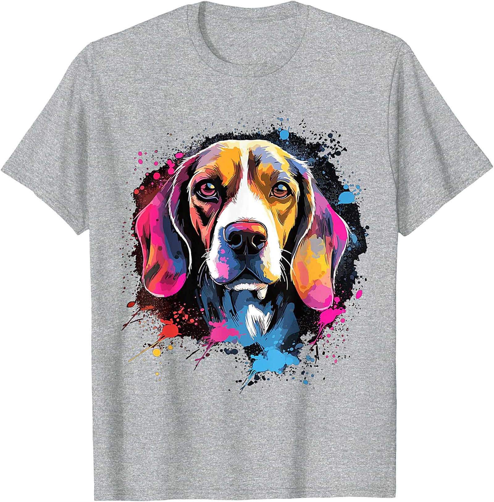 Vibrant Pop Art Beagle Dog Graphic Tee | Artistic Dog Lover T-Shirt