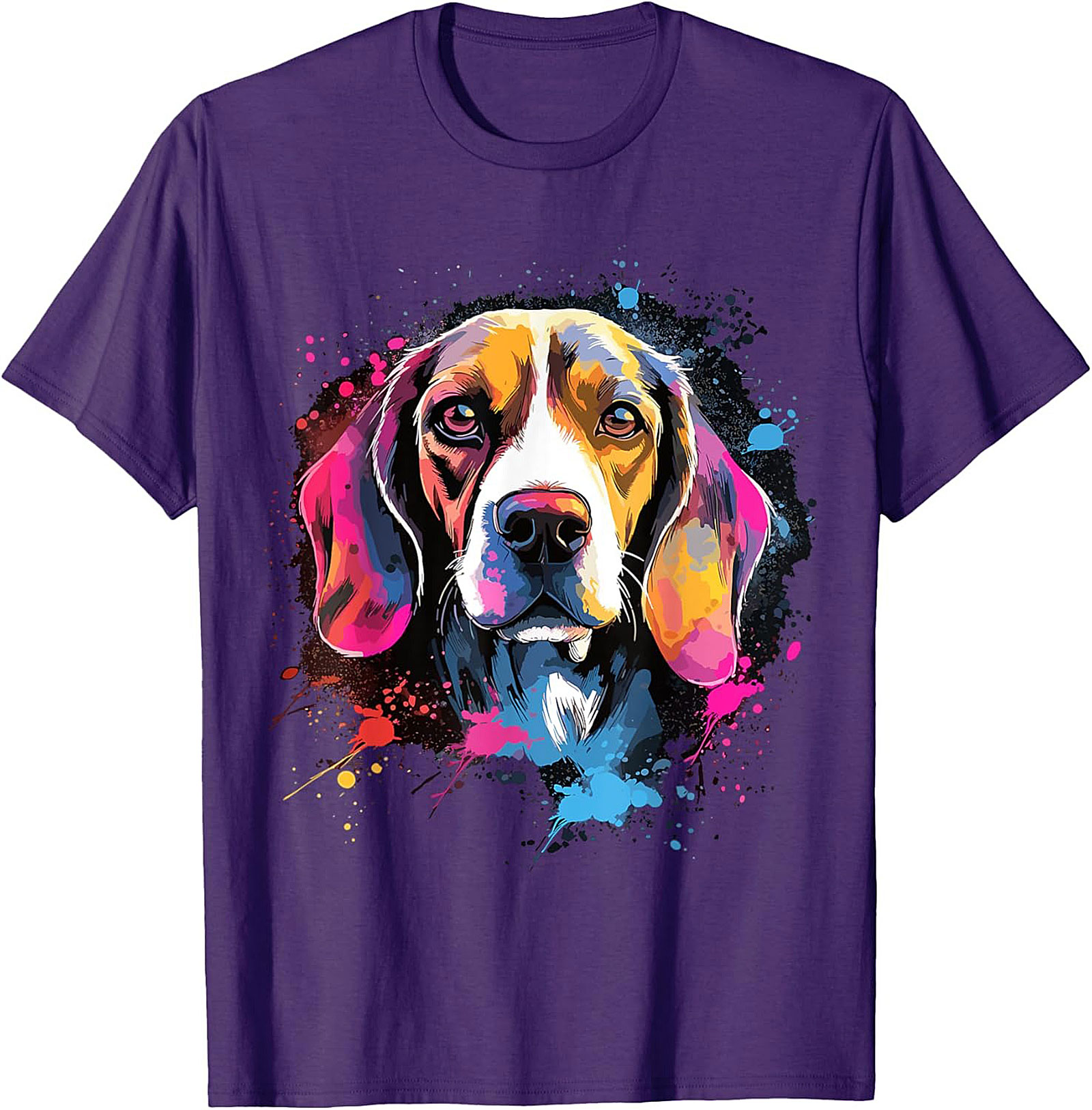 Vibrant Pop Art Beagle Dog Graphic Tee | Artistic Dog Lover T-Shirt