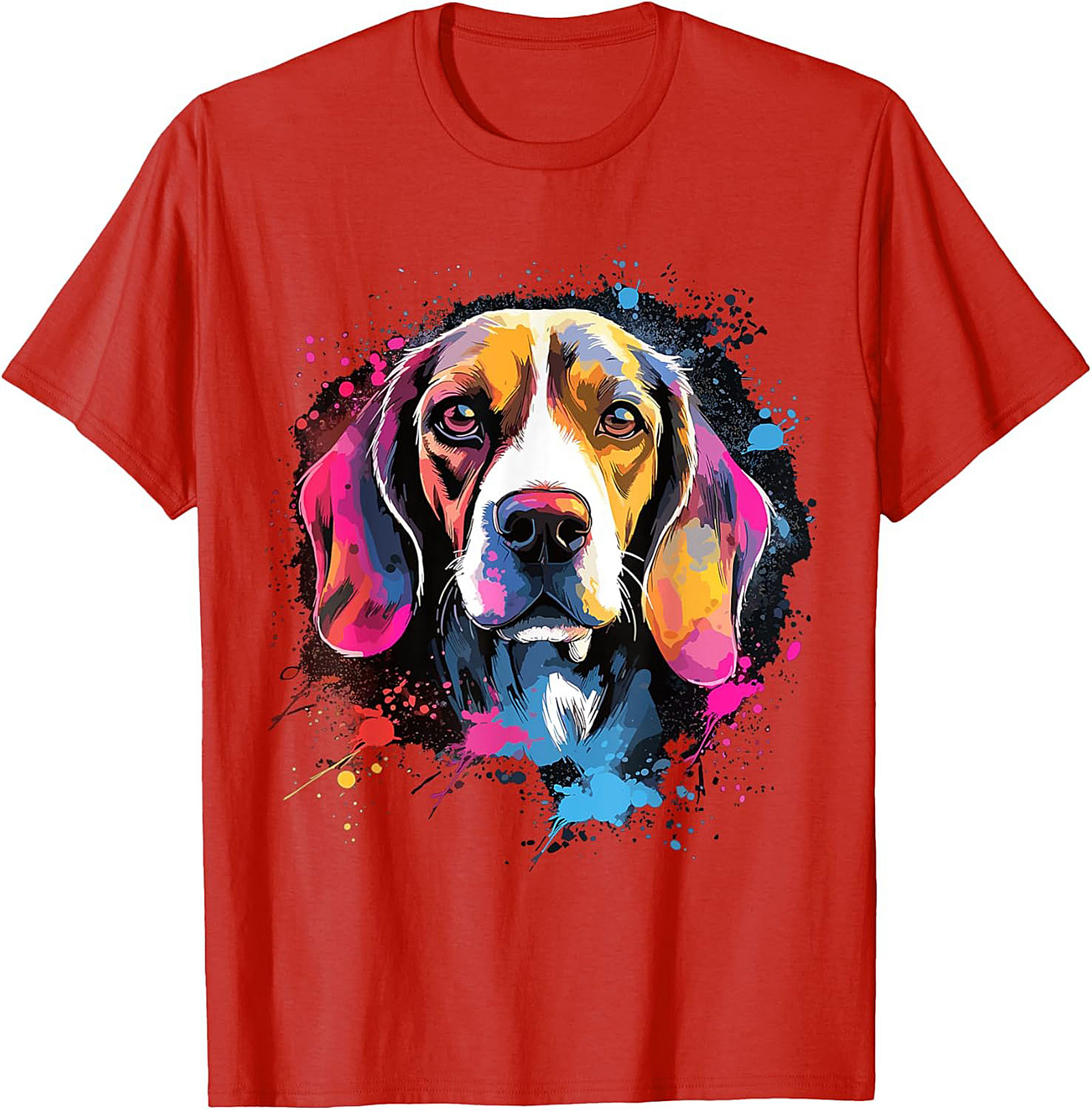 Vibrant Pop Art Beagle Dog Graphic Tee | Artistic Dog Lover T-Shirt