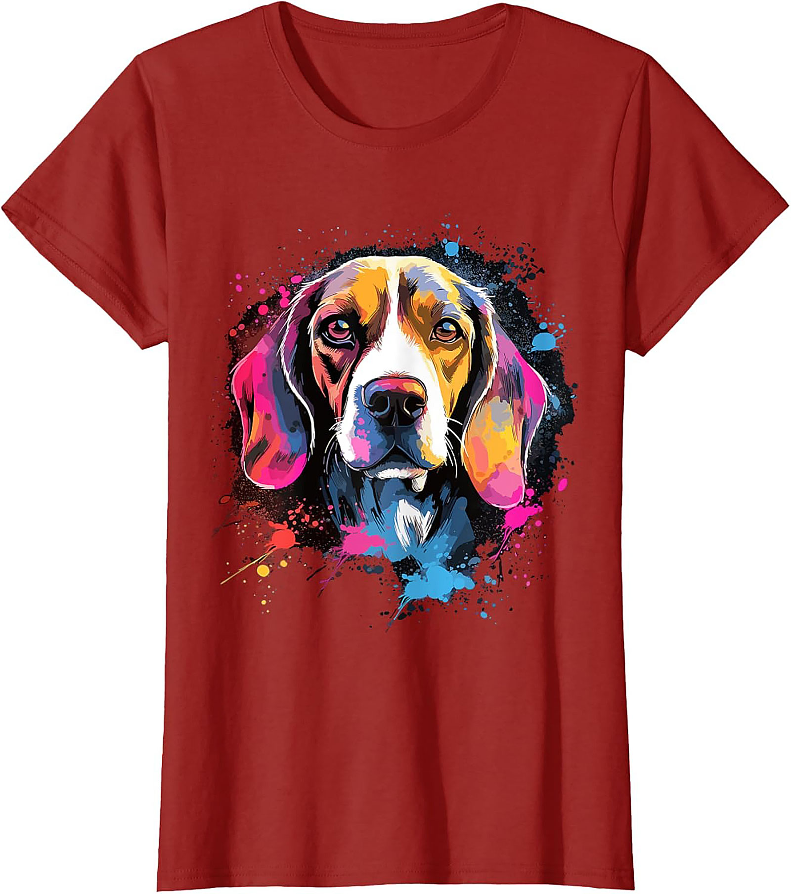 Vibrant Pop Art Beagle Dog Graphic Tee | Artistic Dog Lover T-Shirt