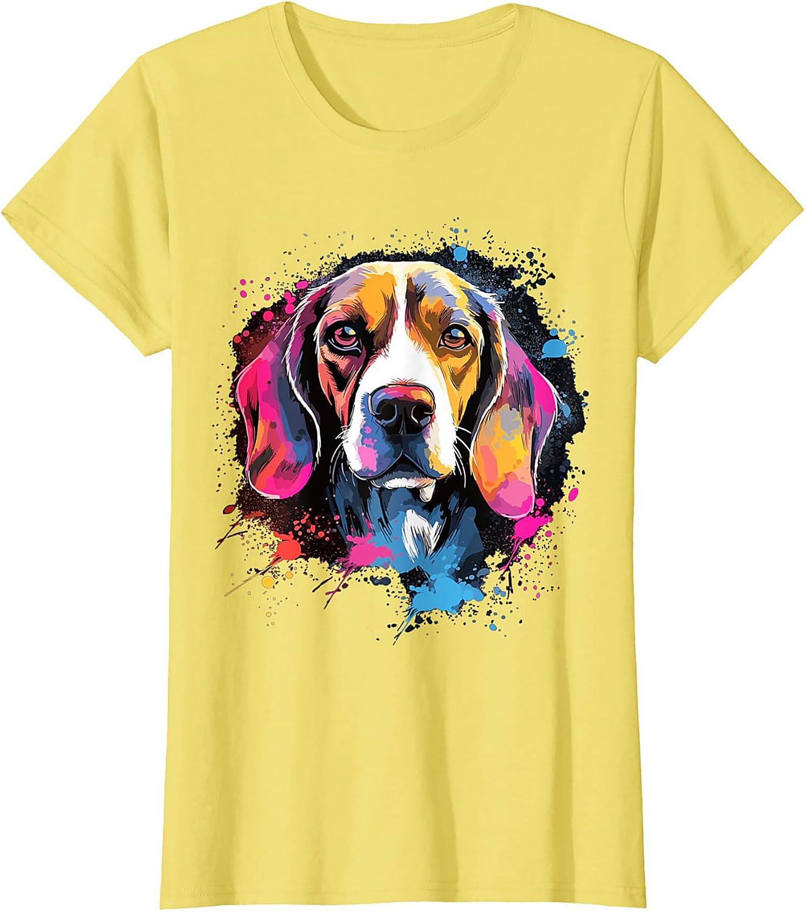 Vibrant Pop Art Beagle Dog Graphic Tee | Artistic Dog Lover T-Shirt