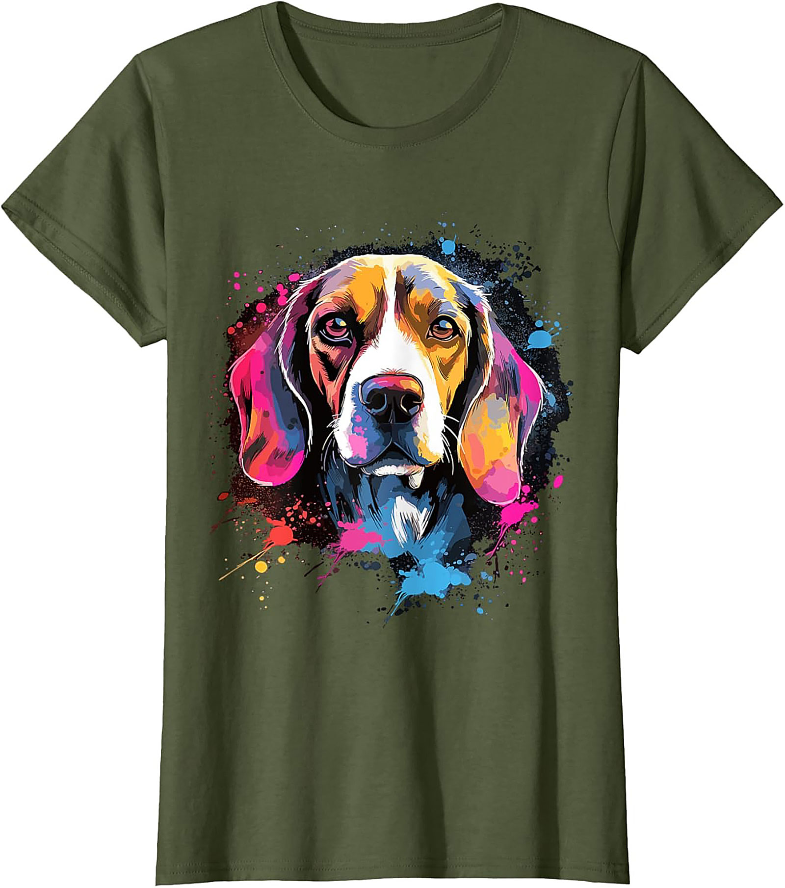 Vibrant Pop Art Beagle Dog Graphic Tee | Artistic Dog Lover T-Shirt