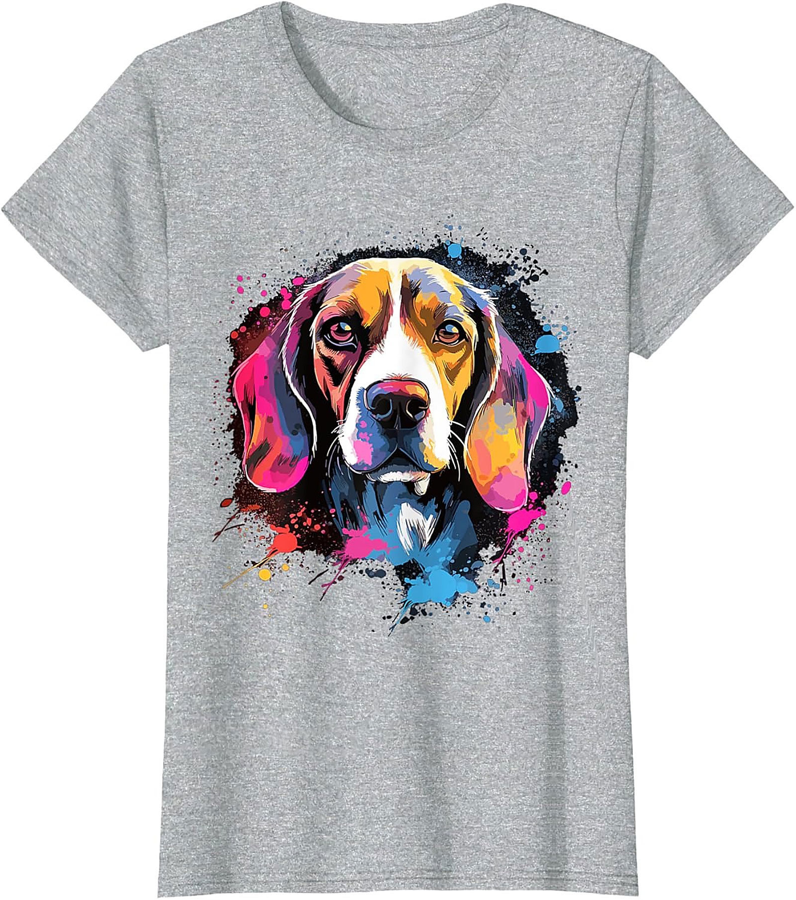 Vibrant Pop Art Beagle Dog Graphic Tee | Artistic Dog Lover T-Shirt