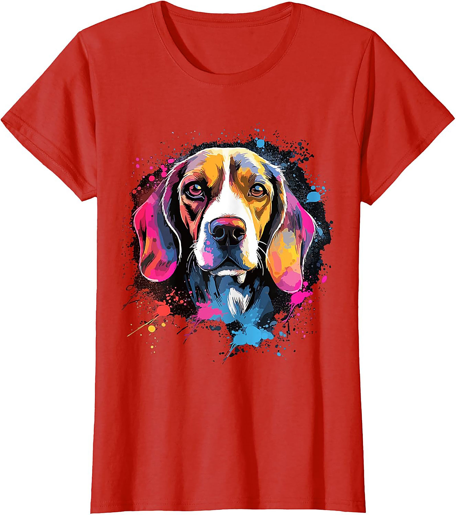 Vibrant Pop Art Beagle Dog Graphic Tee | Artistic Dog Lover T-Shirt