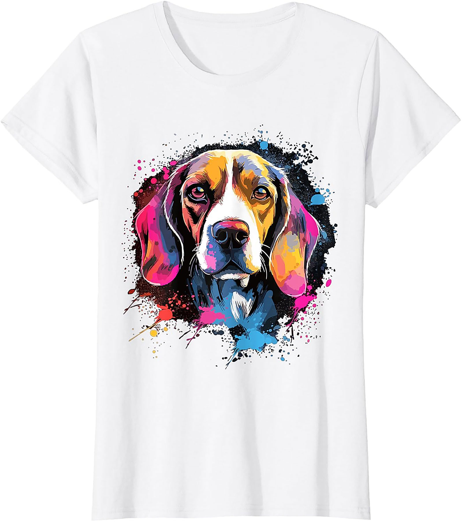 Vibrant Pop Art Beagle Dog Graphic Tee | Artistic Dog Lover T-Shirt