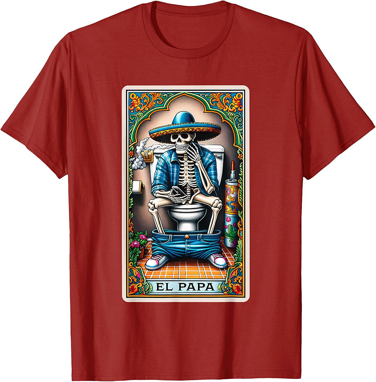 El Papa Skeleton Tarot Funny Graphic Tee Unisex Shirt Gift