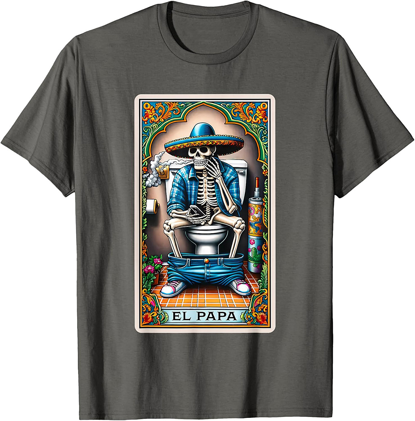 El Papa Skeleton Tarot Funny Graphic Tee Unisex Shirt Gift