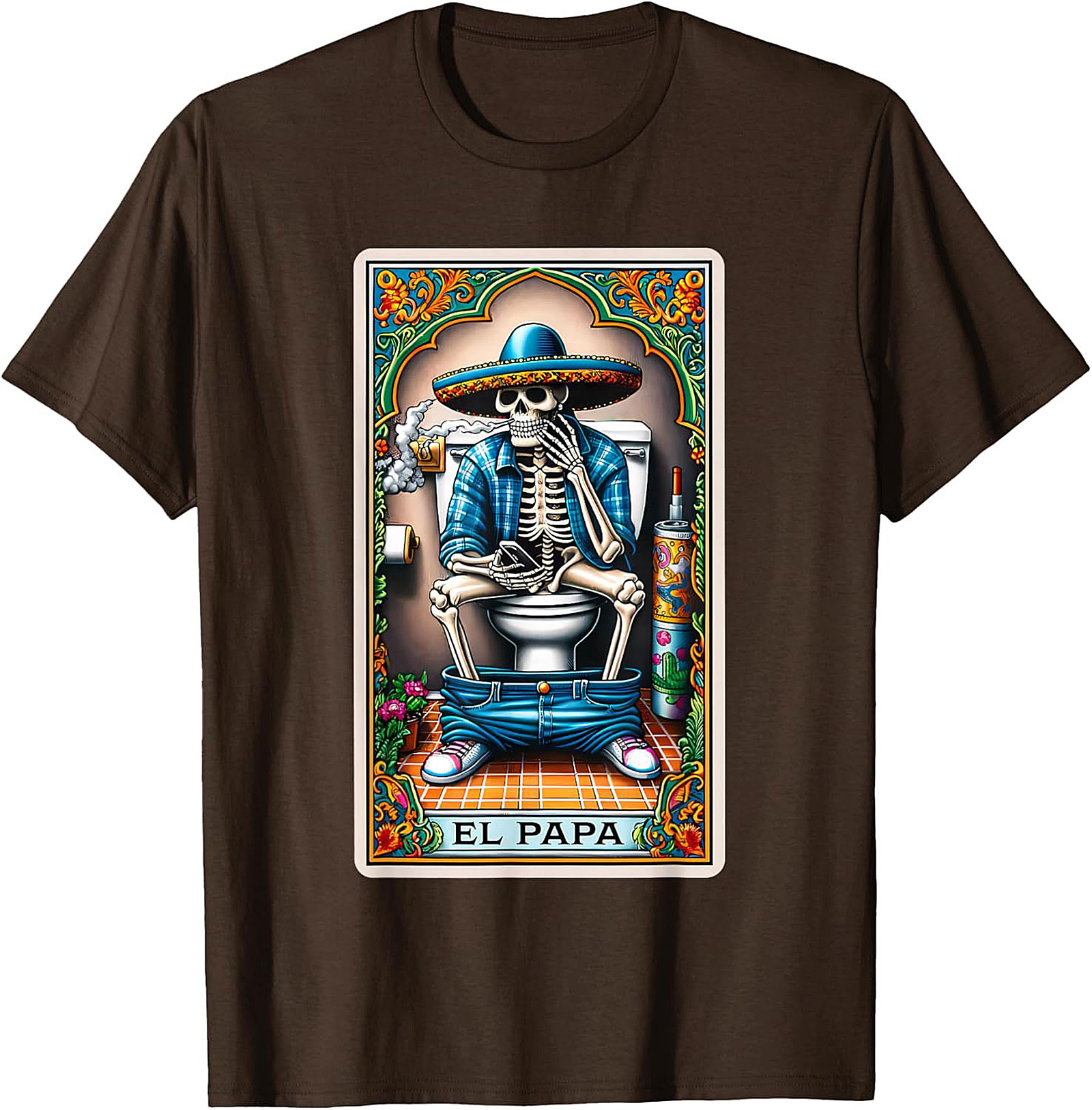 El Papa Skeleton Tarot Funny Graphic Tee Unisex Shirt Gift