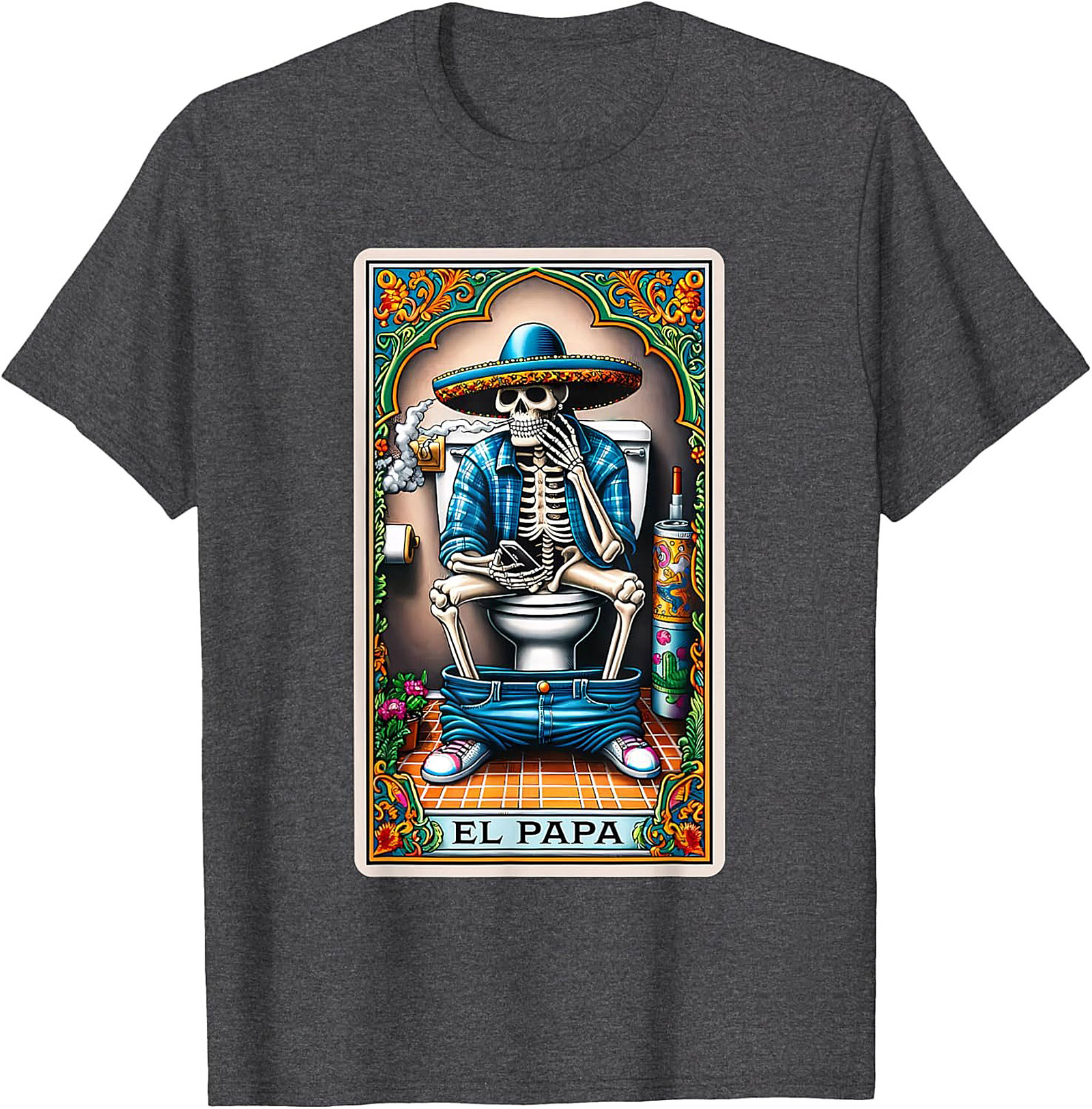 El Papa Skeleton Tarot Funny Graphic Tee Unisex Shirt Gift