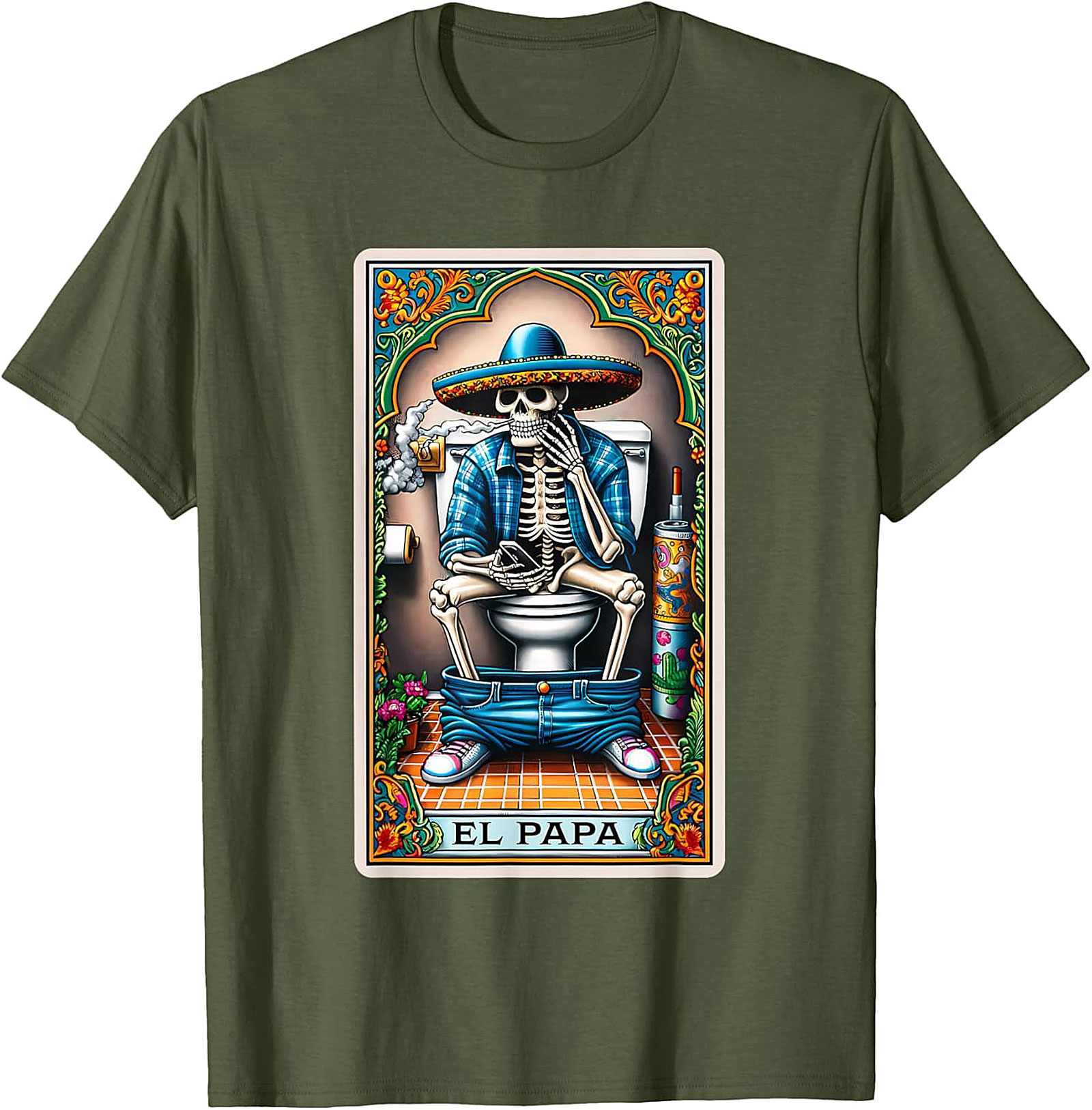 El Papa Skeleton Tarot Funny Graphic Tee Unisex Shirt Gift