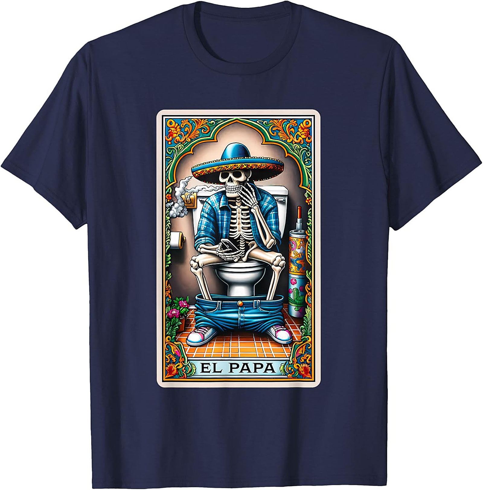 El Papa Skeleton Tarot Funny Graphic Tee Unisex Shirt Gift