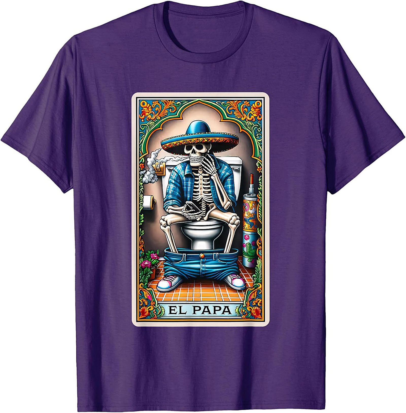 El Papa Skeleton Tarot Funny Graphic Tee Unisex Shirt Gift