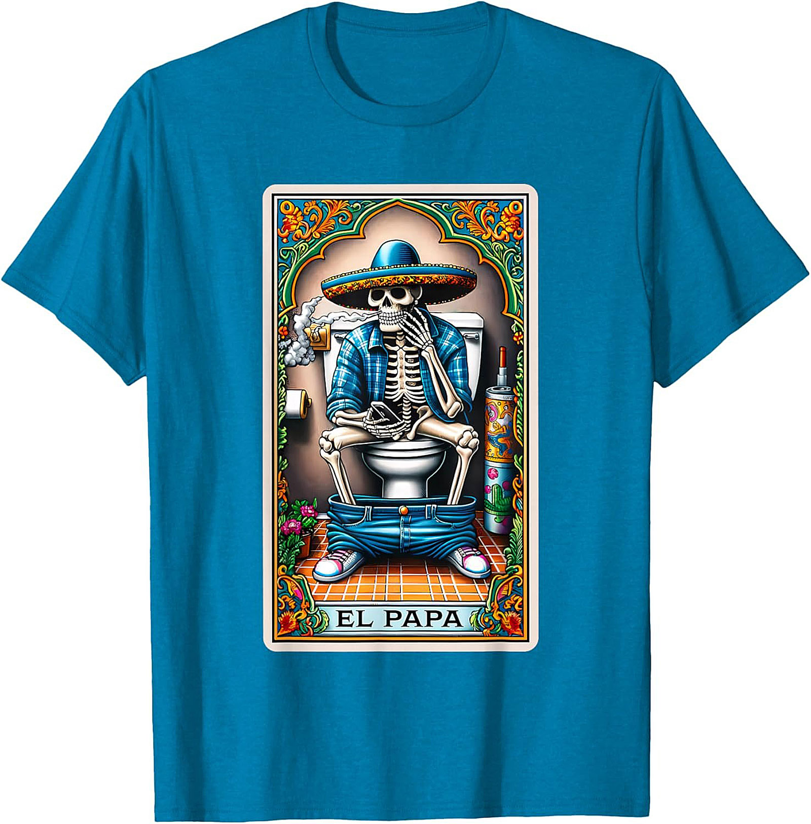 El Papa Skeleton Tarot Funny Graphic Tee Unisex Shirt Gift