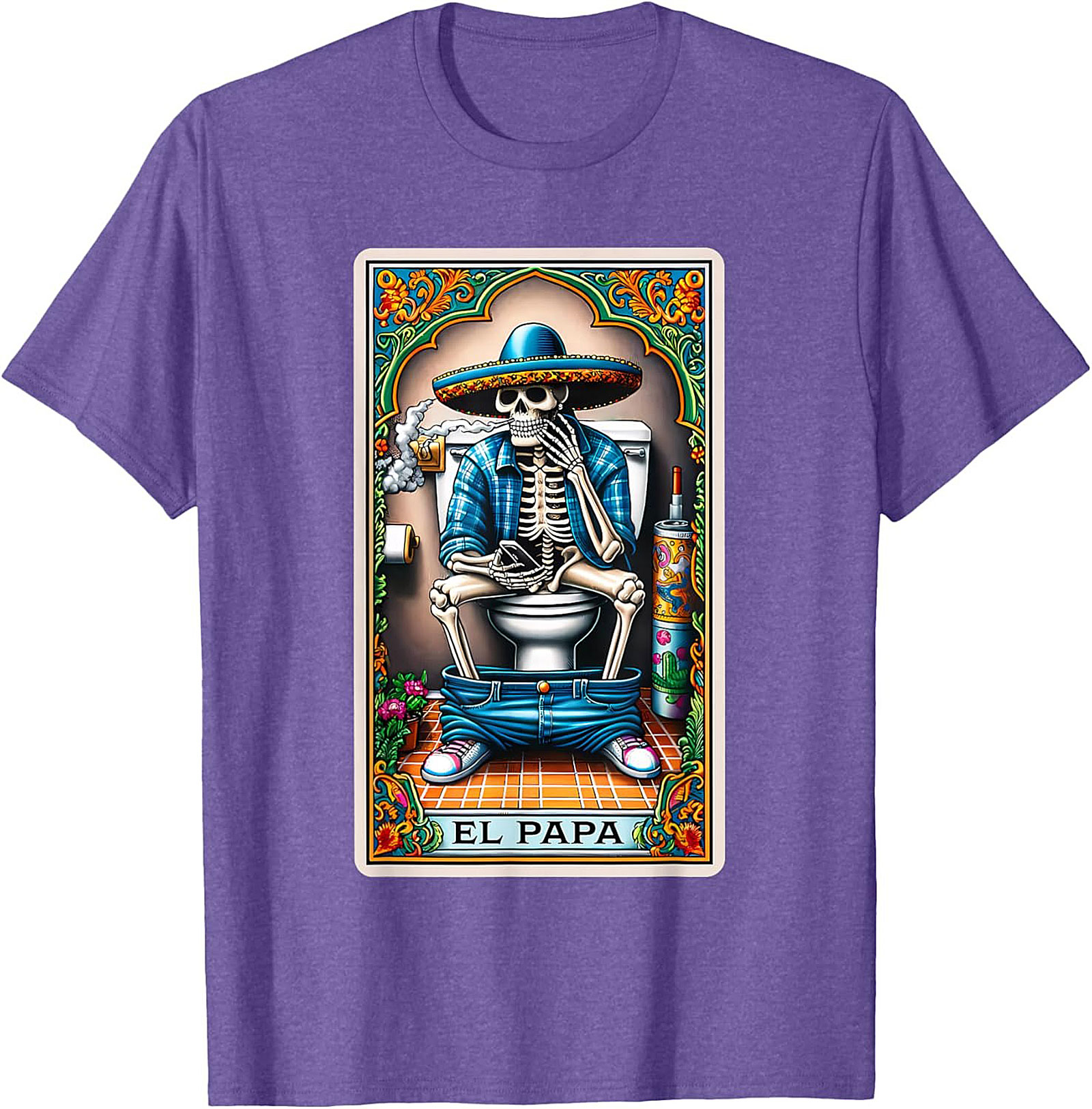 El Papa Skeleton Tarot Funny Graphic Tee Unisex Shirt Gift
