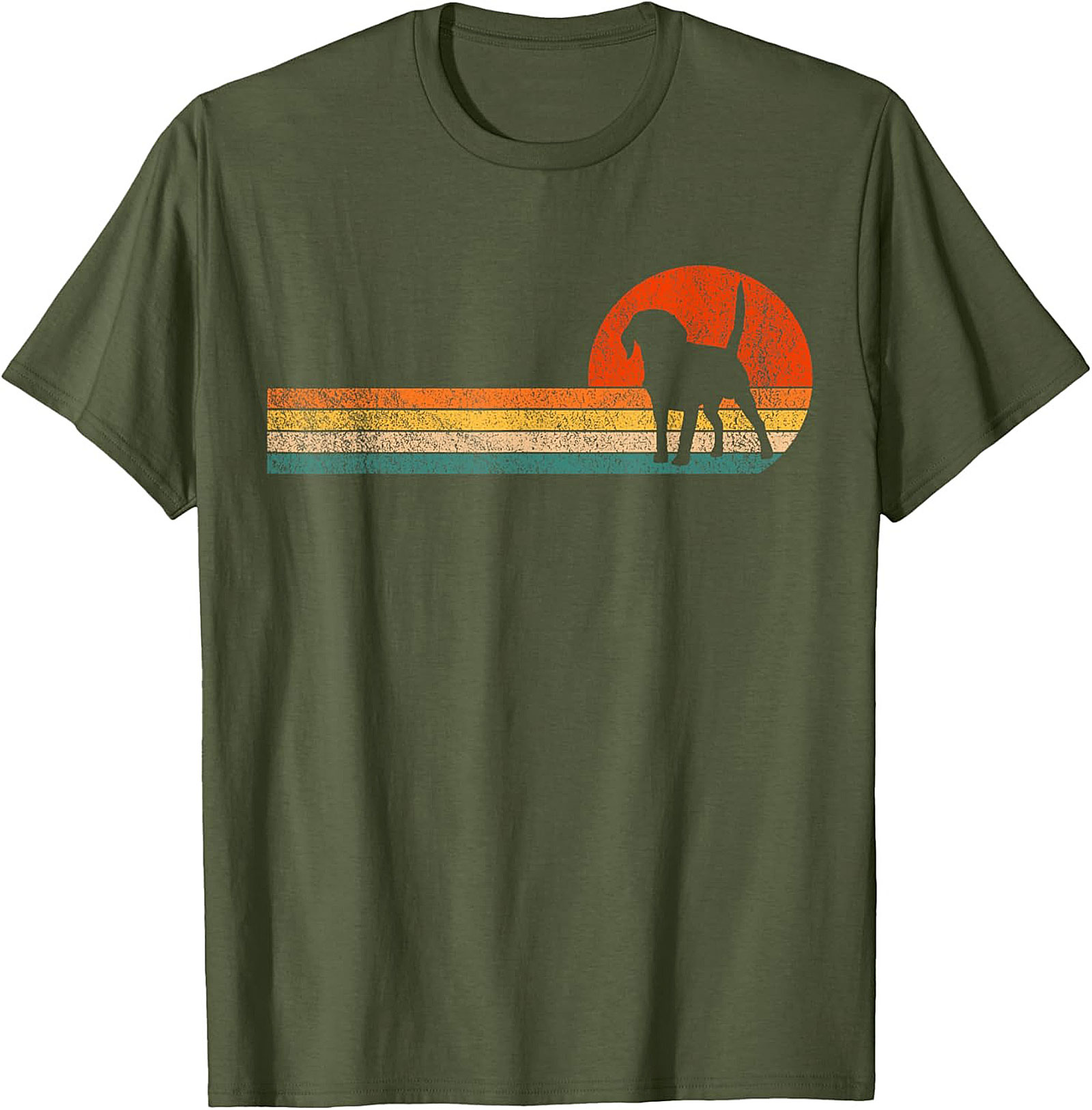 Retro Beagle Graphic Tee: Vintage Sunset Dog Lover Unisex Shirt