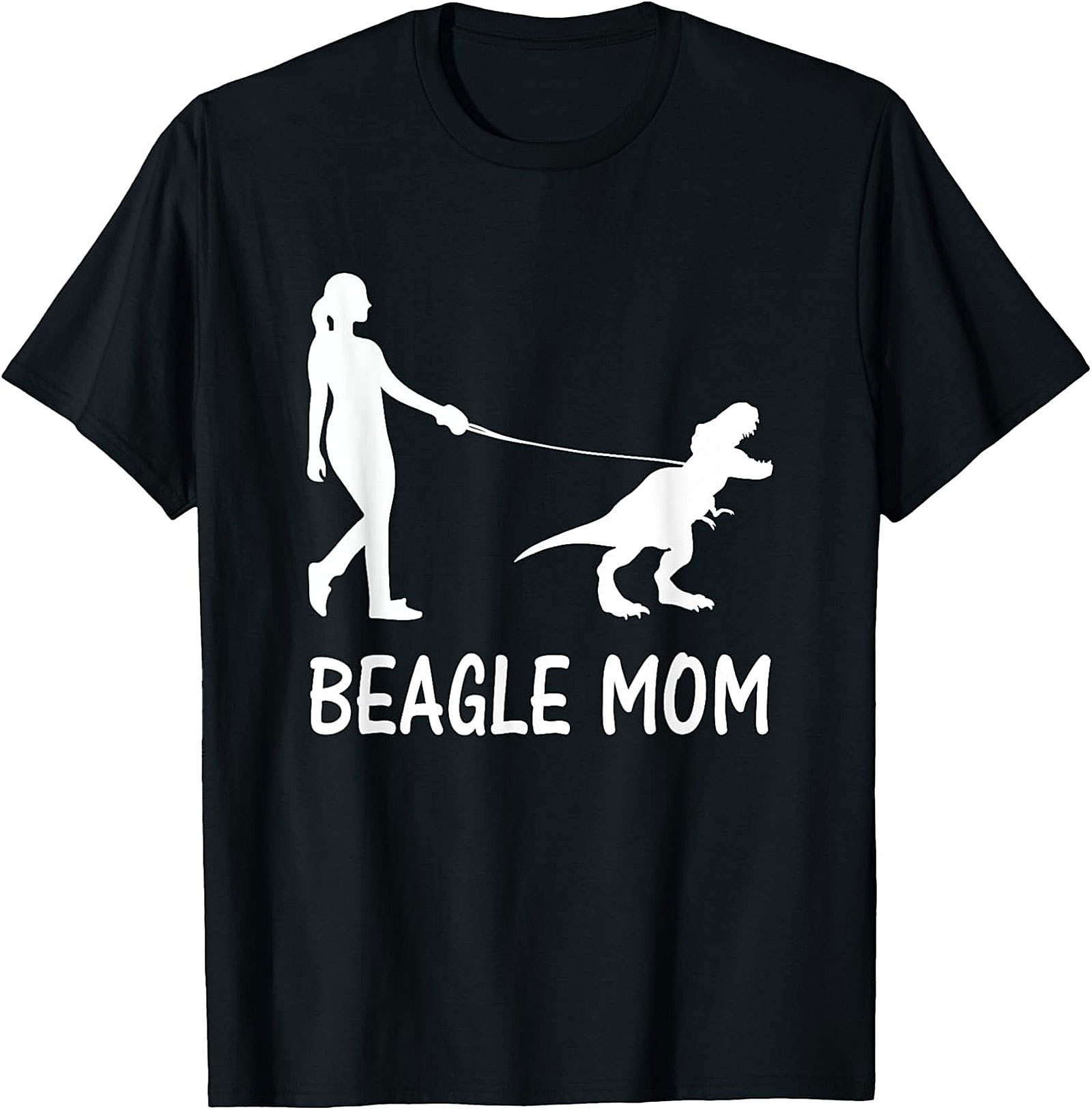 Beagle Mom T-Shirt | Funny T-Rex Dog Walker Graphic Tee