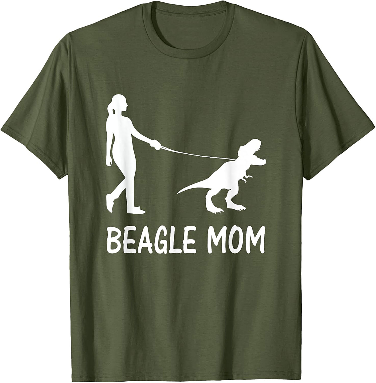Beagle Mom T-Shirt | Funny T-Rex Dog Walker Graphic Tee