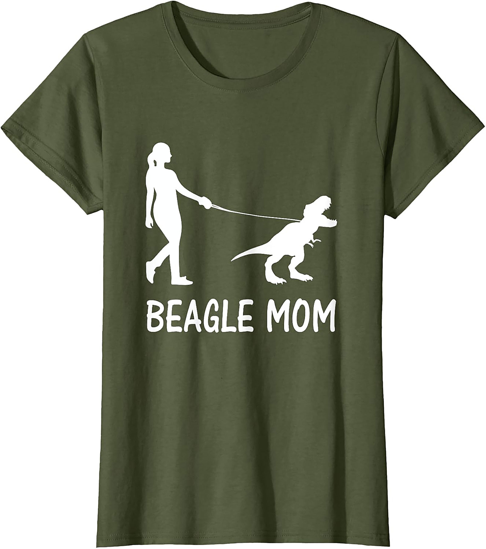 Beagle Mom T-Shirt | Funny T-Rex Dog Walker Graphic Tee