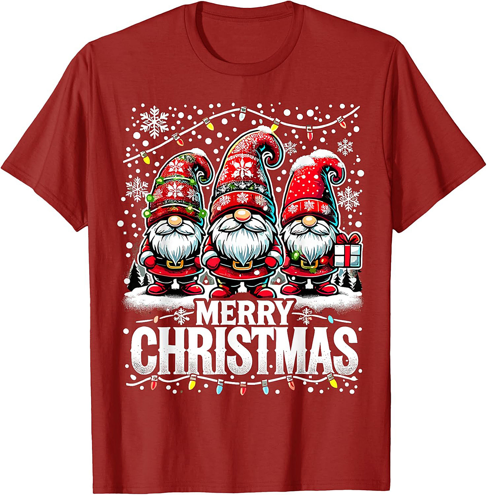 Festive Christmas Gnome T-shirt Funny Holiday Graphic Tee