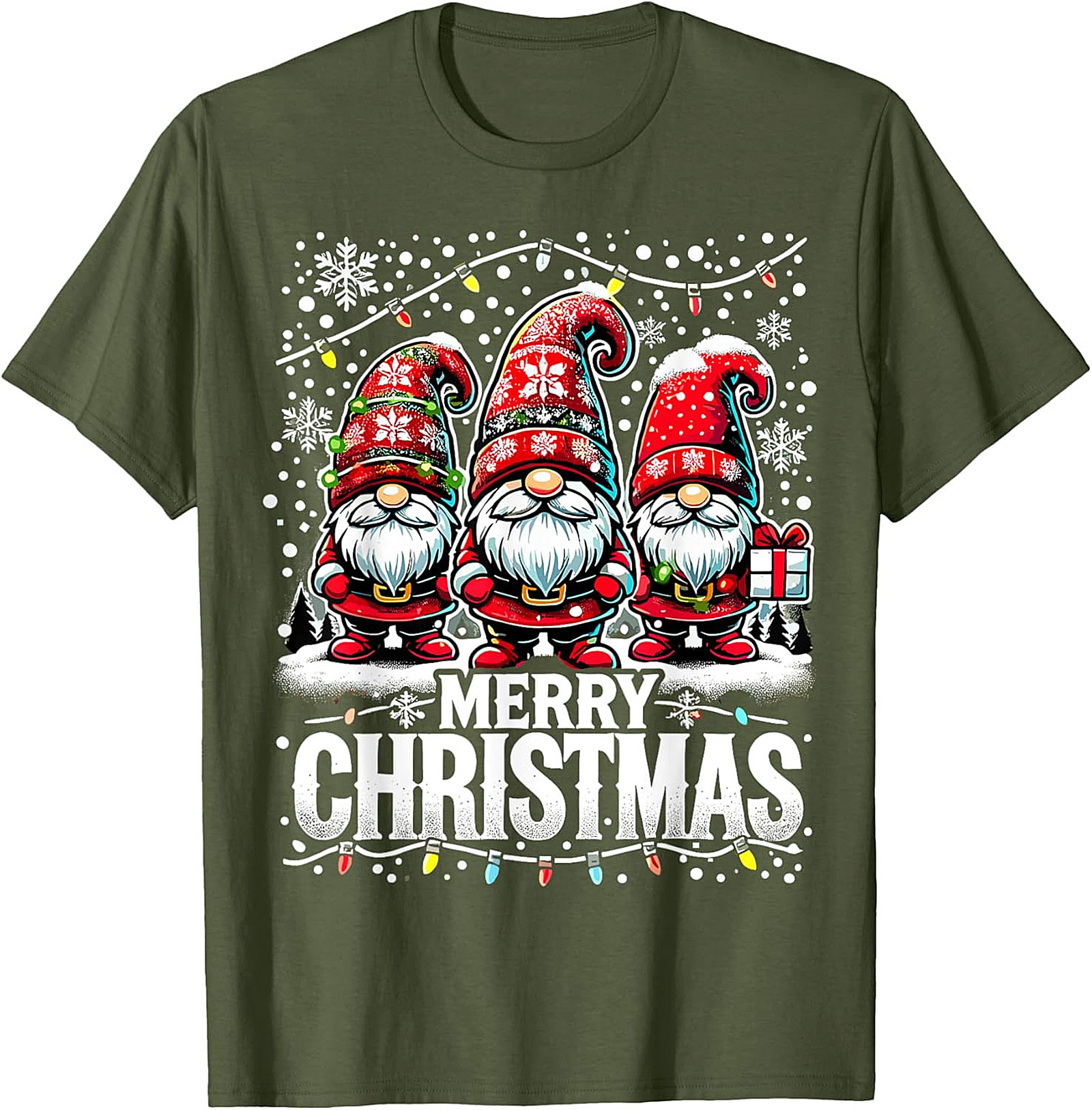 Festive Christmas Gnome T-shirt Funny Holiday Graphic Tee