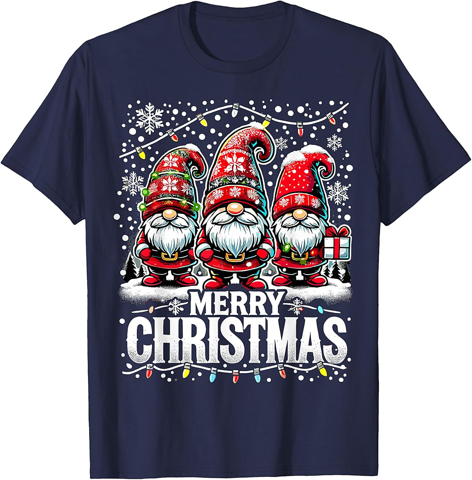 Festive Christmas Gnome T-shirt Funny Holiday Graphic Tee