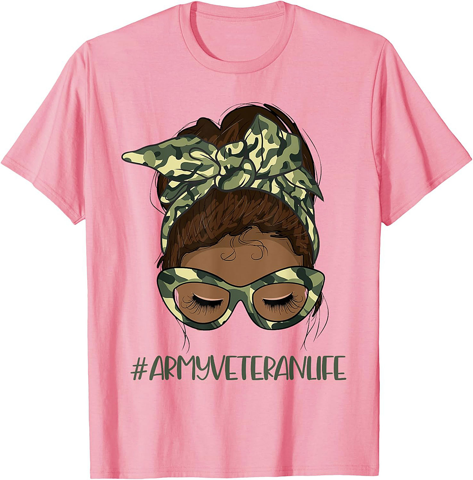 Army Veteran Life Messy Bun T-Shirt | Gift Tee