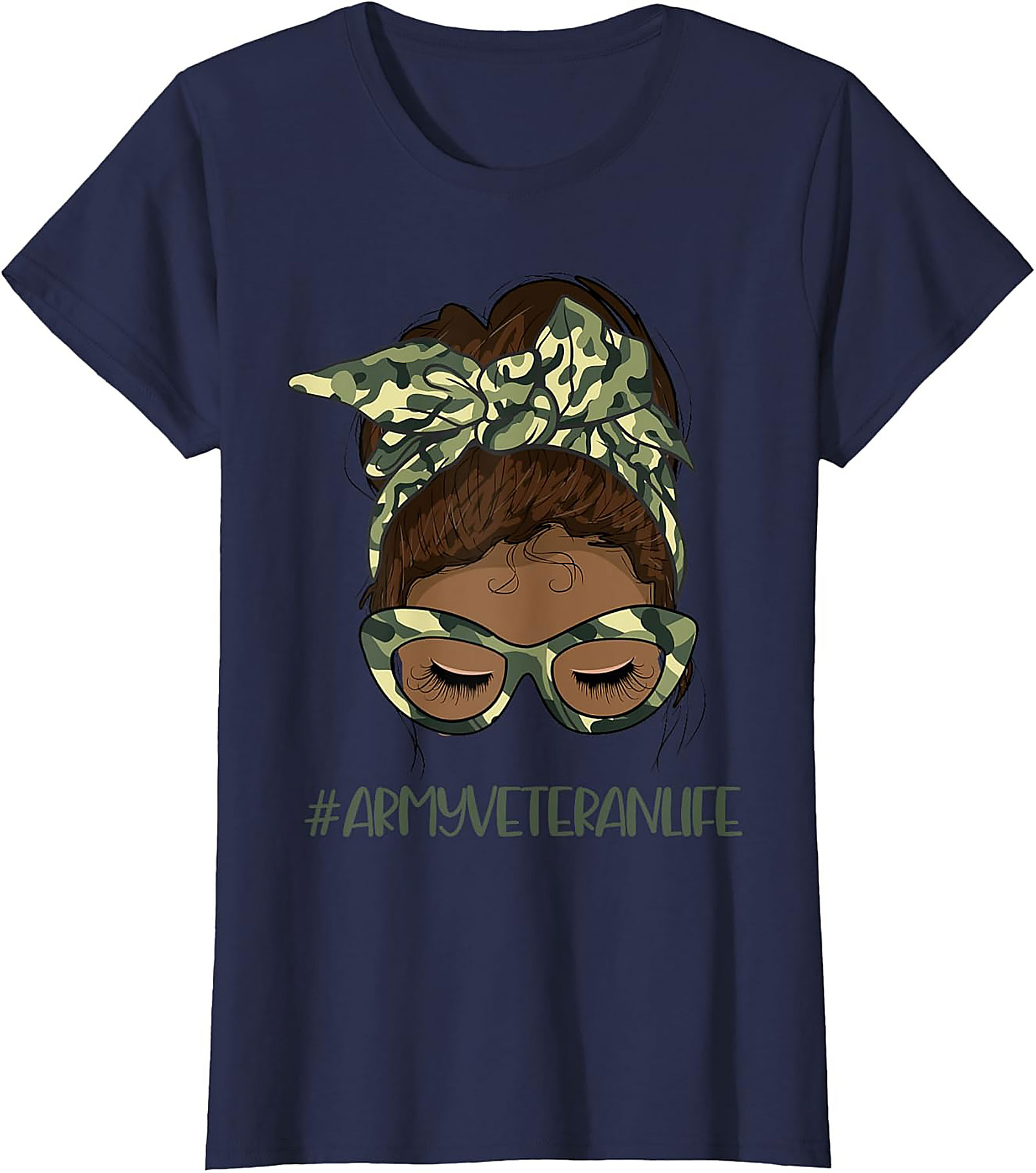 Army Veteran Life Messy Bun T-Shirt | Gift Tee