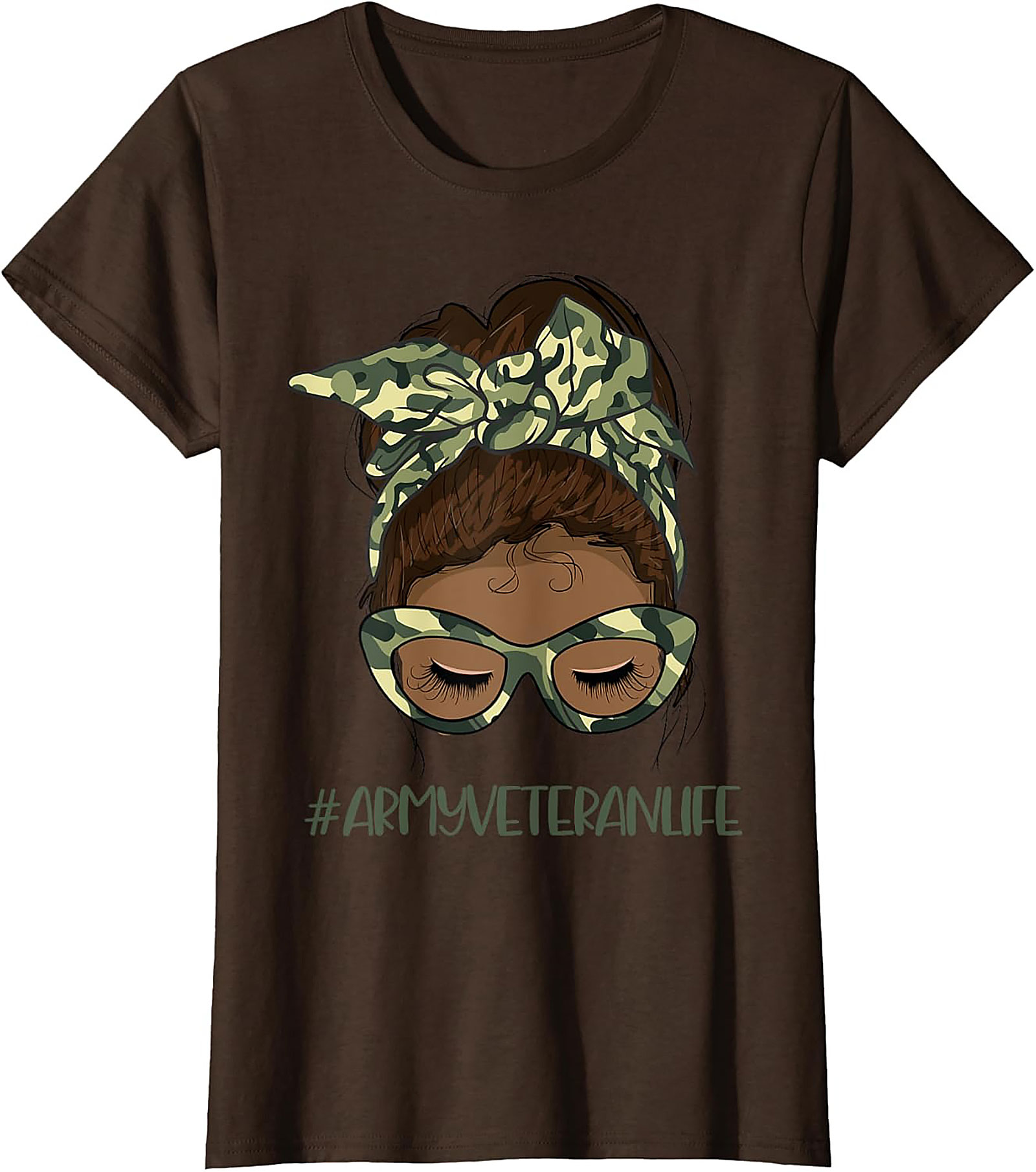 Army Veteran Life Messy Bun T-Shirt | Gift Tee