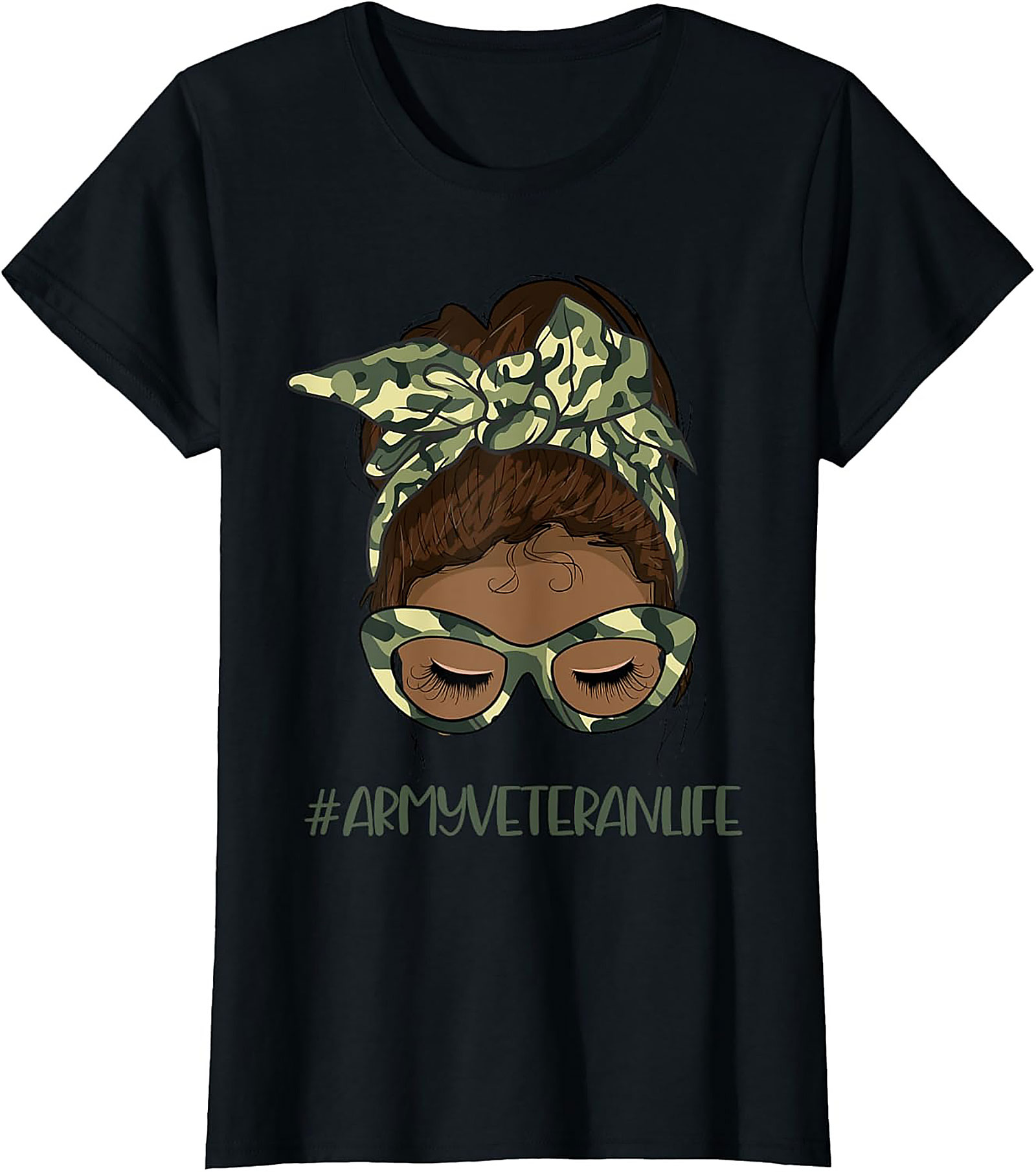 Army Veteran Life Messy Bun T-Shirt | Gift Tee