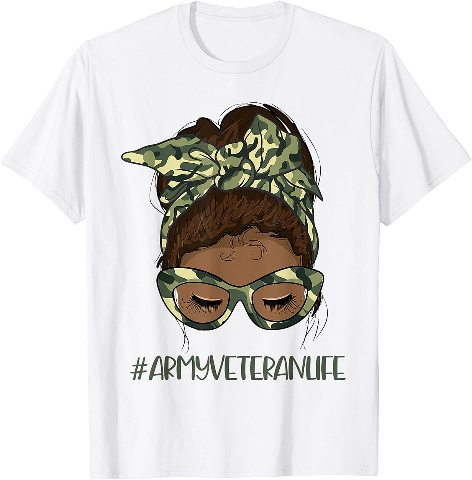 Army Veteran Life Messy Bun T-Shirt | Gift Tee