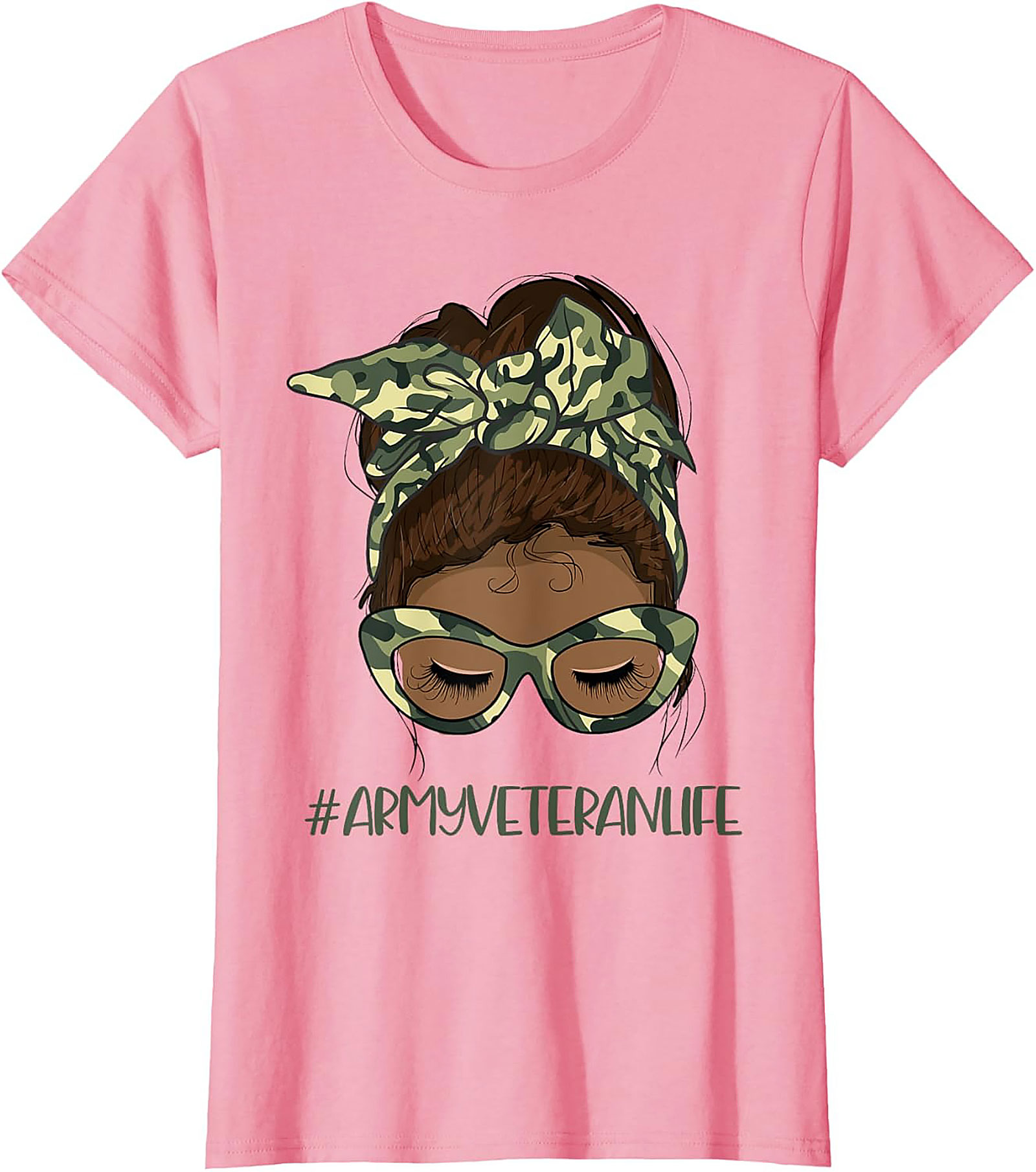 Army Veteran Life Messy Bun T-Shirt | Gift Tee