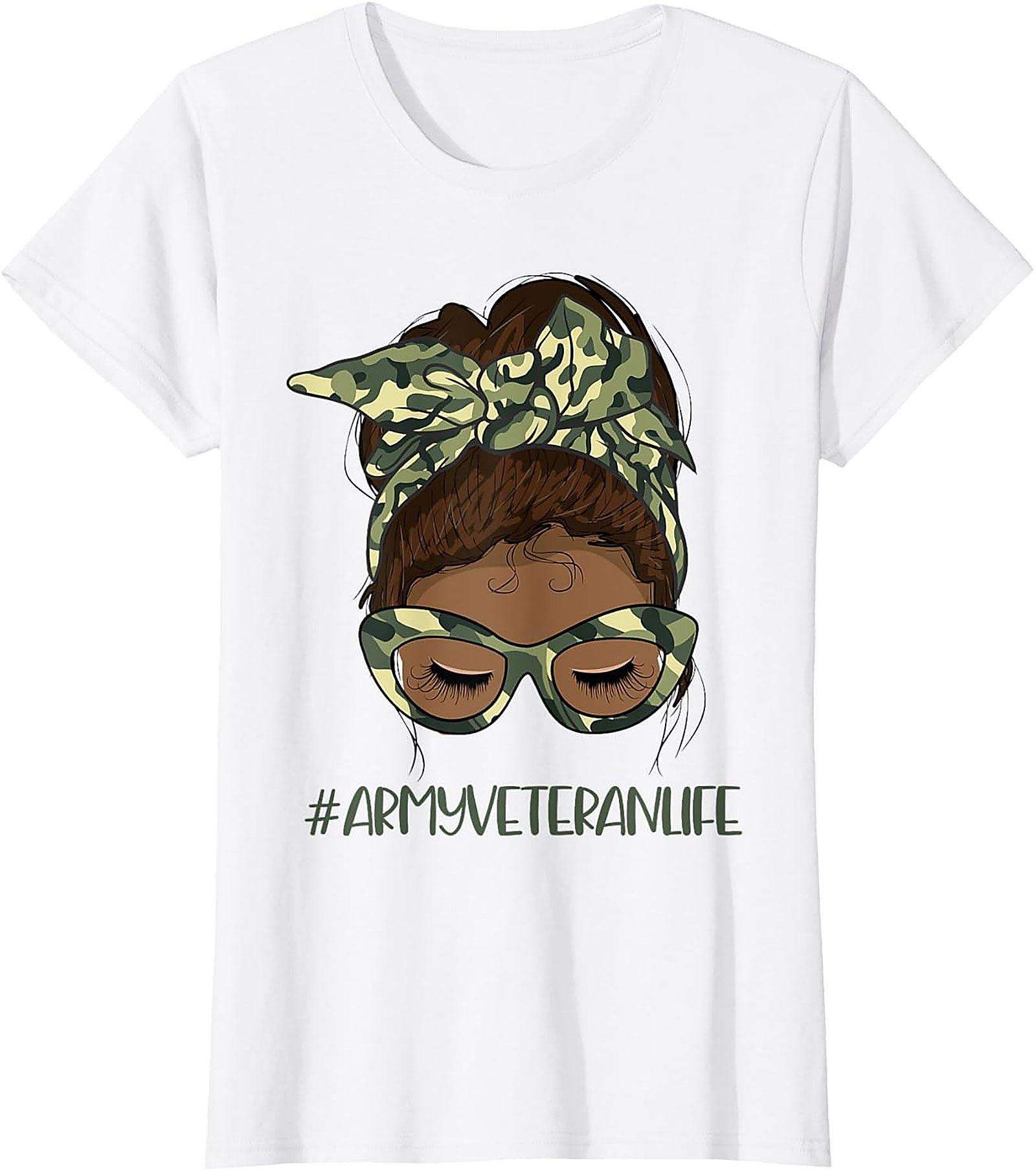 Army Veteran Life Messy Bun T-Shirt | Gift Tee