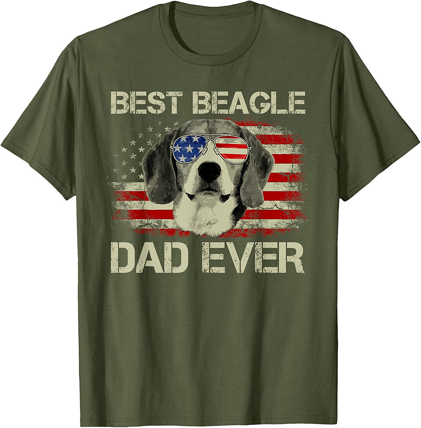 Best Beagle Dad Ever T-Shirt | Funny Patriotic Dog Dad Graphic Tee