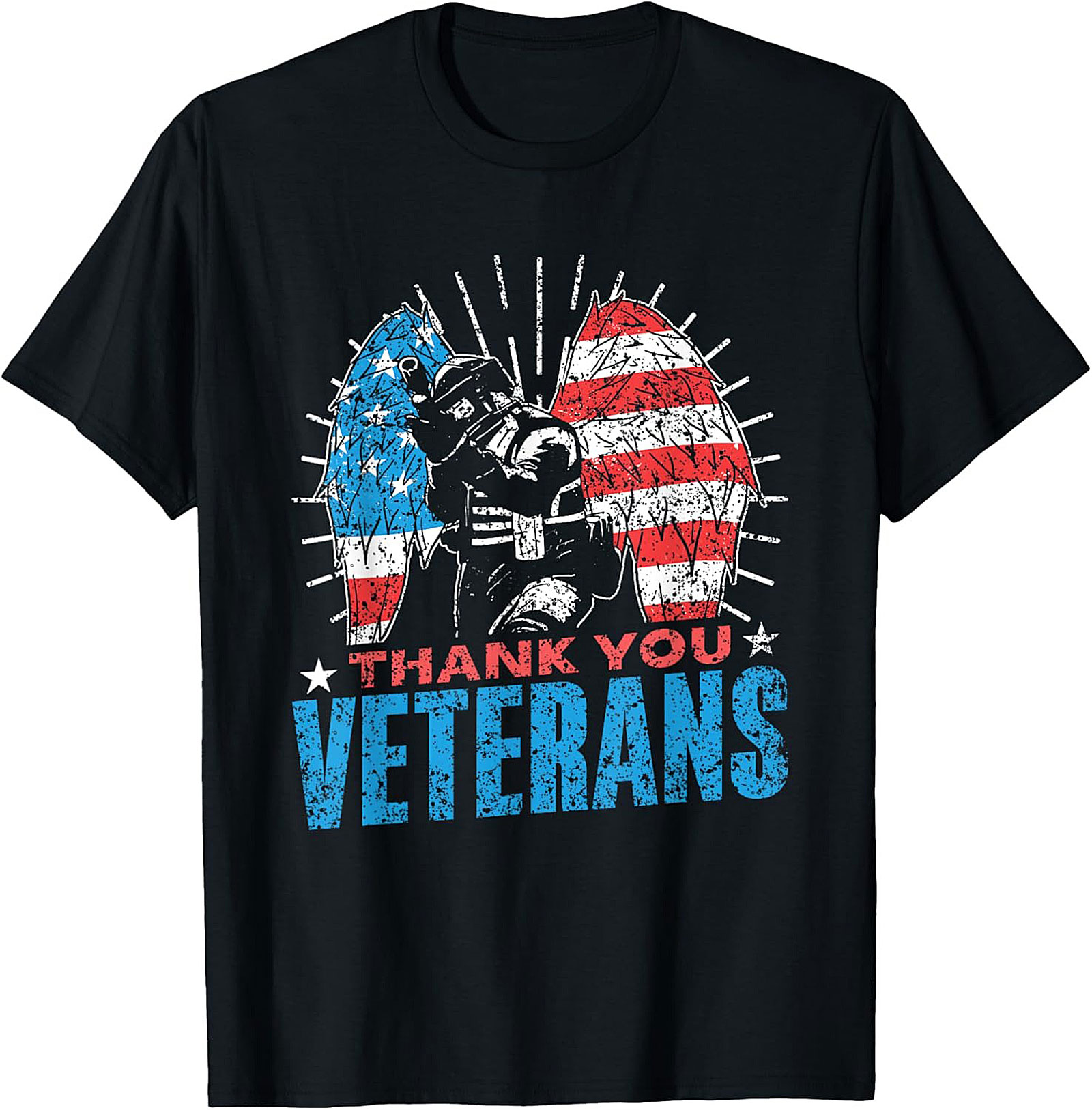 Veteran Thank You T-shirt | American Flag Wings Patriotic Tee