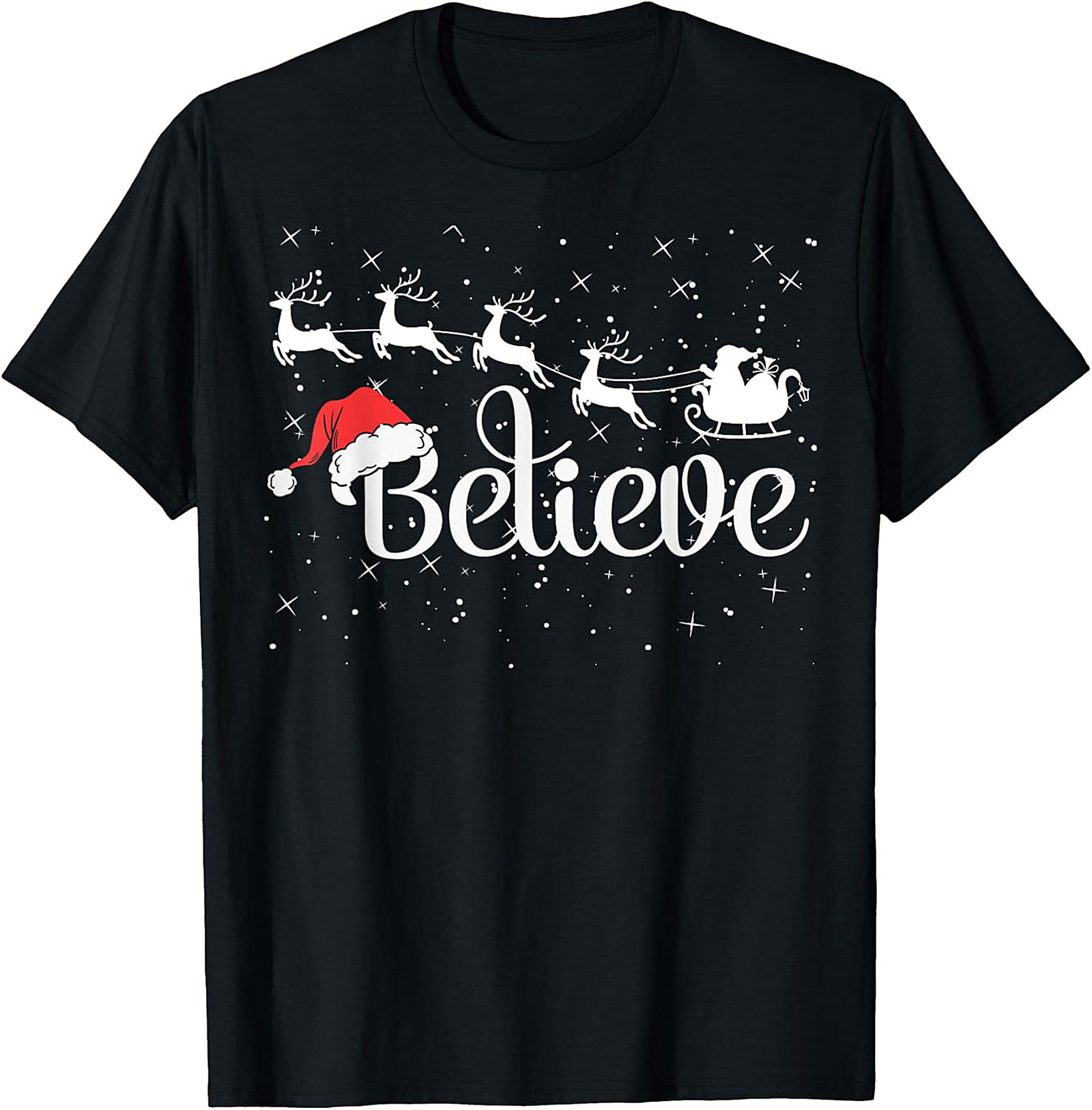 Believe Christmas Graphic Tee Soft Holiday Shirt Gift