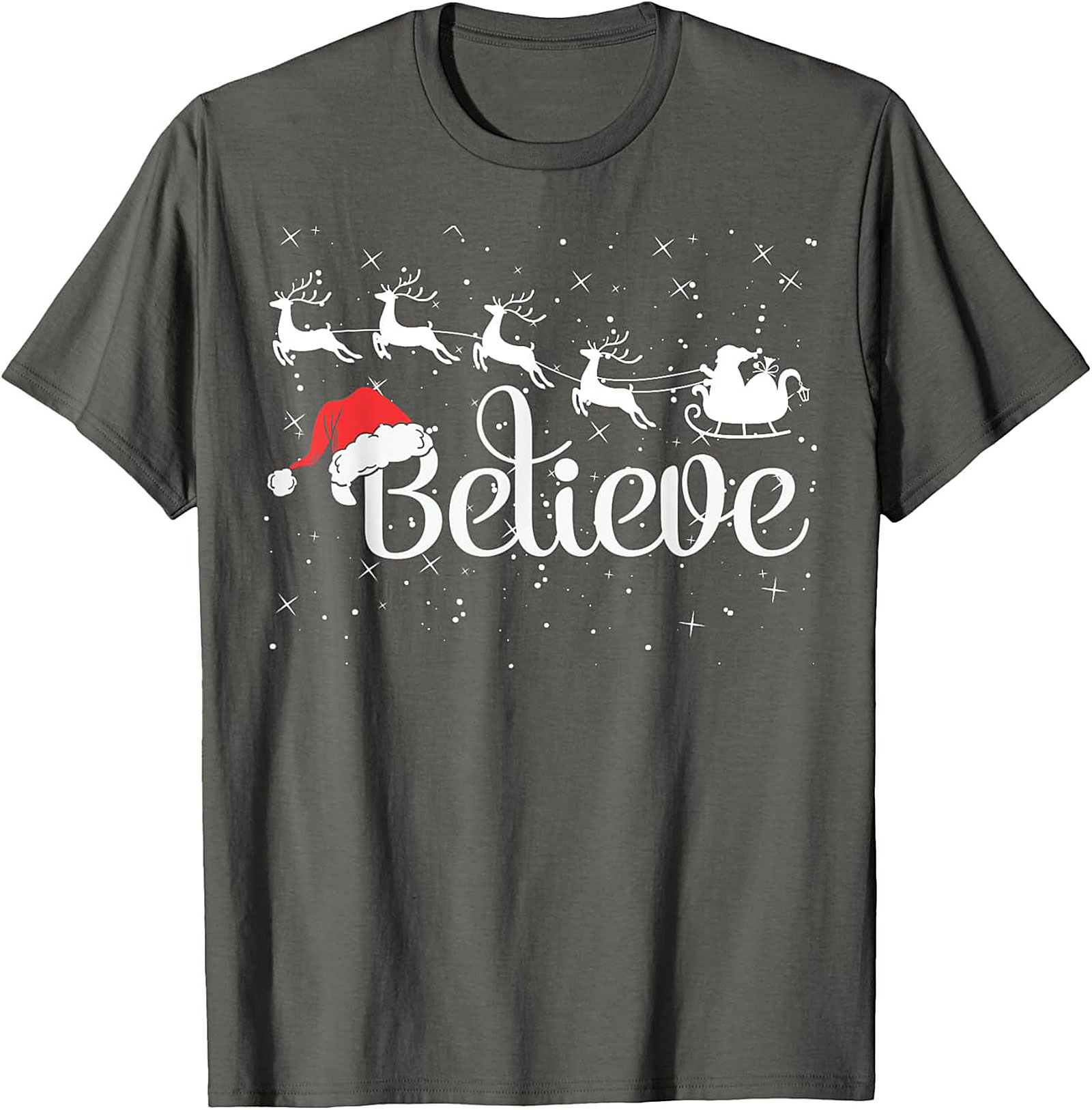 Believe Christmas Graphic Tee Soft Holiday Shirt Gift