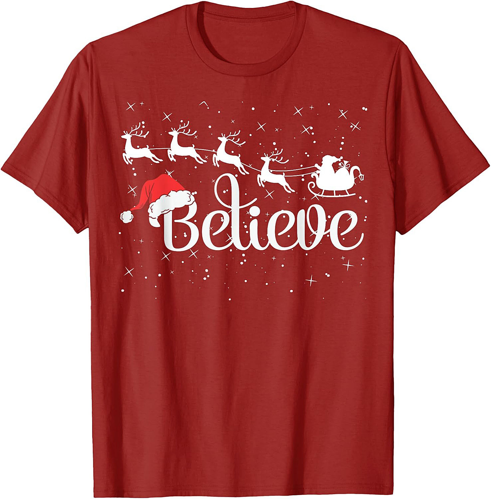Believe Christmas Graphic Tee Soft Holiday Shirt Gift