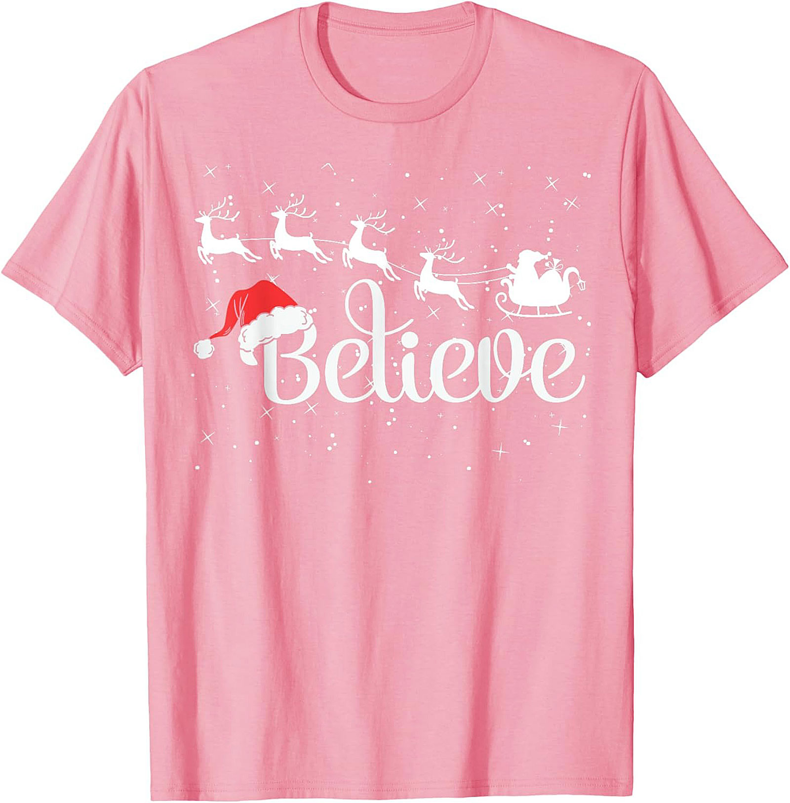 Believe Christmas Graphic Tee Soft Holiday Shirt Gift