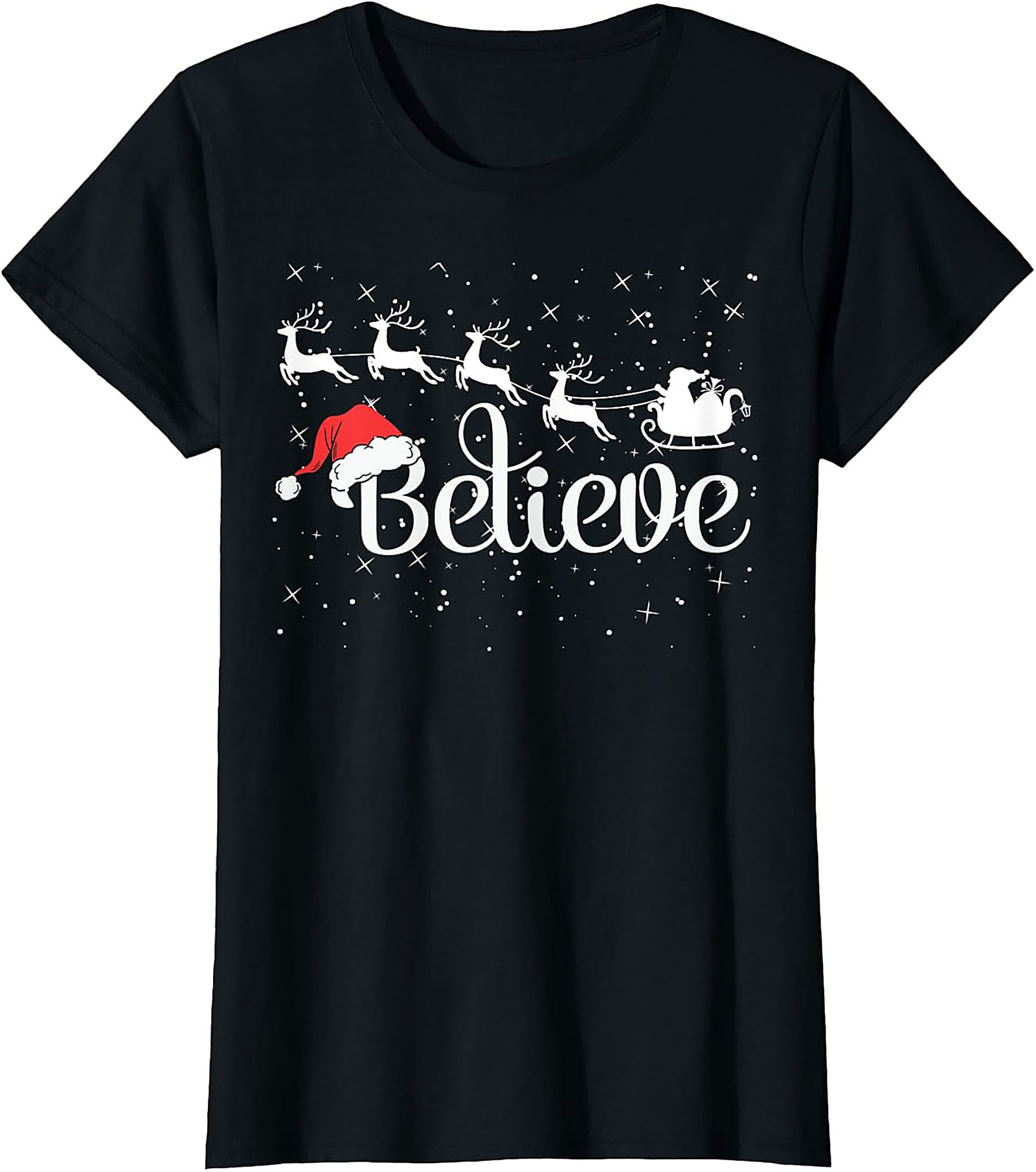 Believe Christmas Graphic Tee Soft Holiday Shirt Gift