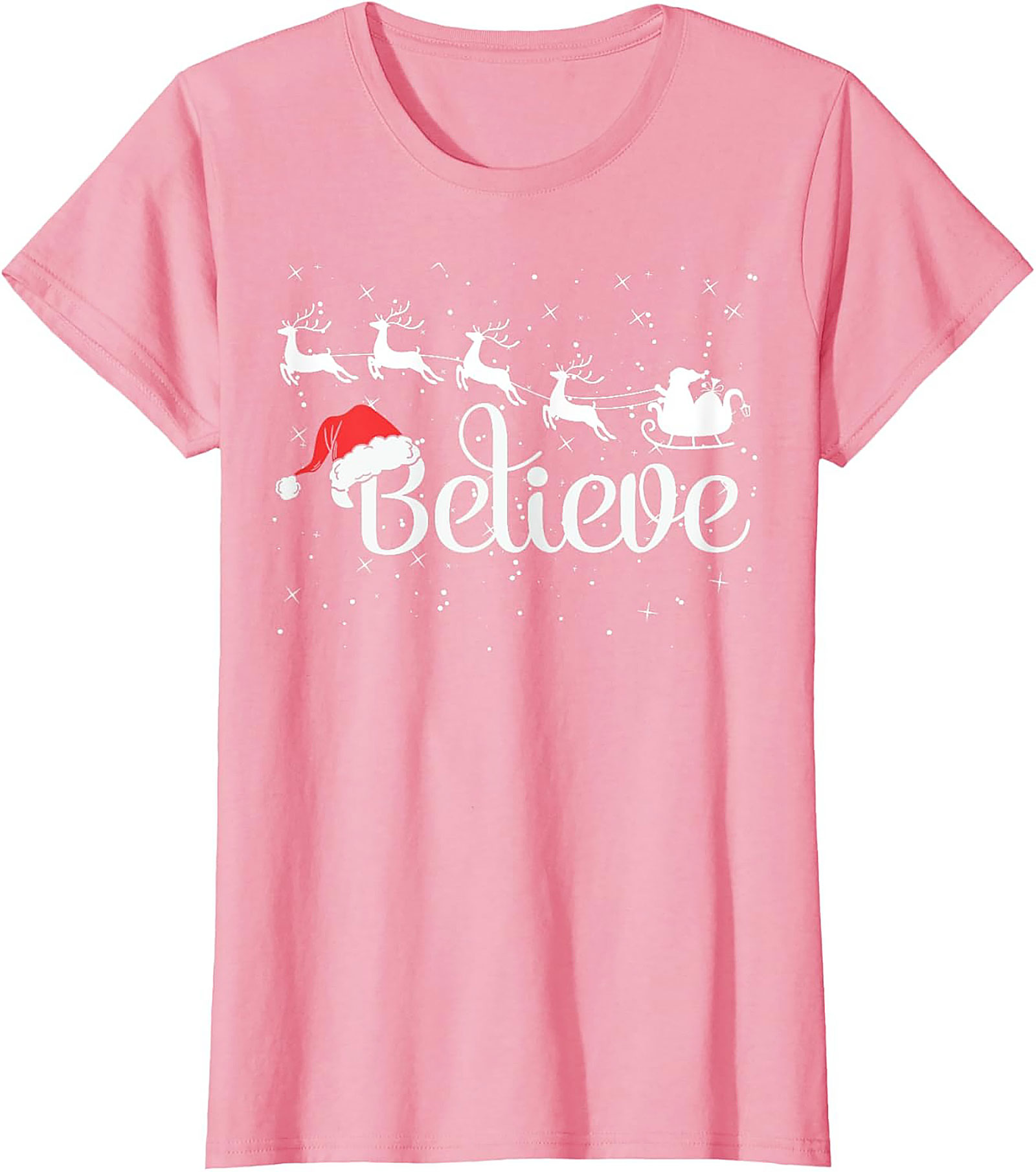 Believe Christmas Graphic Tee Soft Holiday Shirt Gift