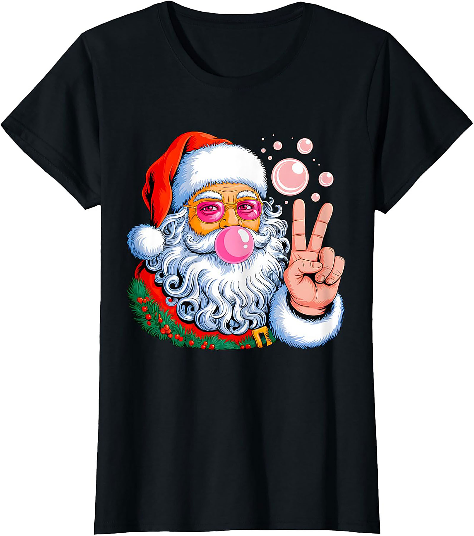 Cool Hippie Santa Graphic Tee Funny Christmas Shirt Gift