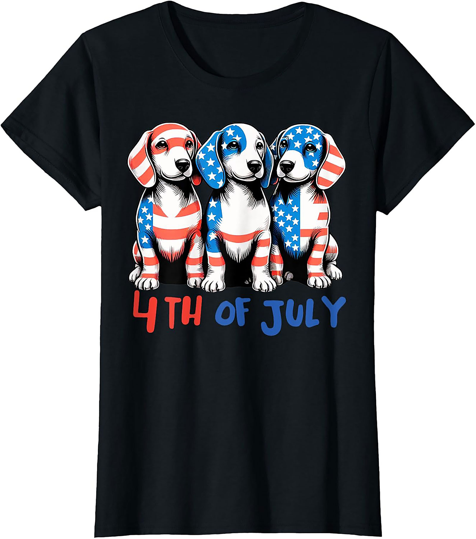 Patriotic Puppies 4th of July Graphic Tee | American Flag Dog Lover Shirt