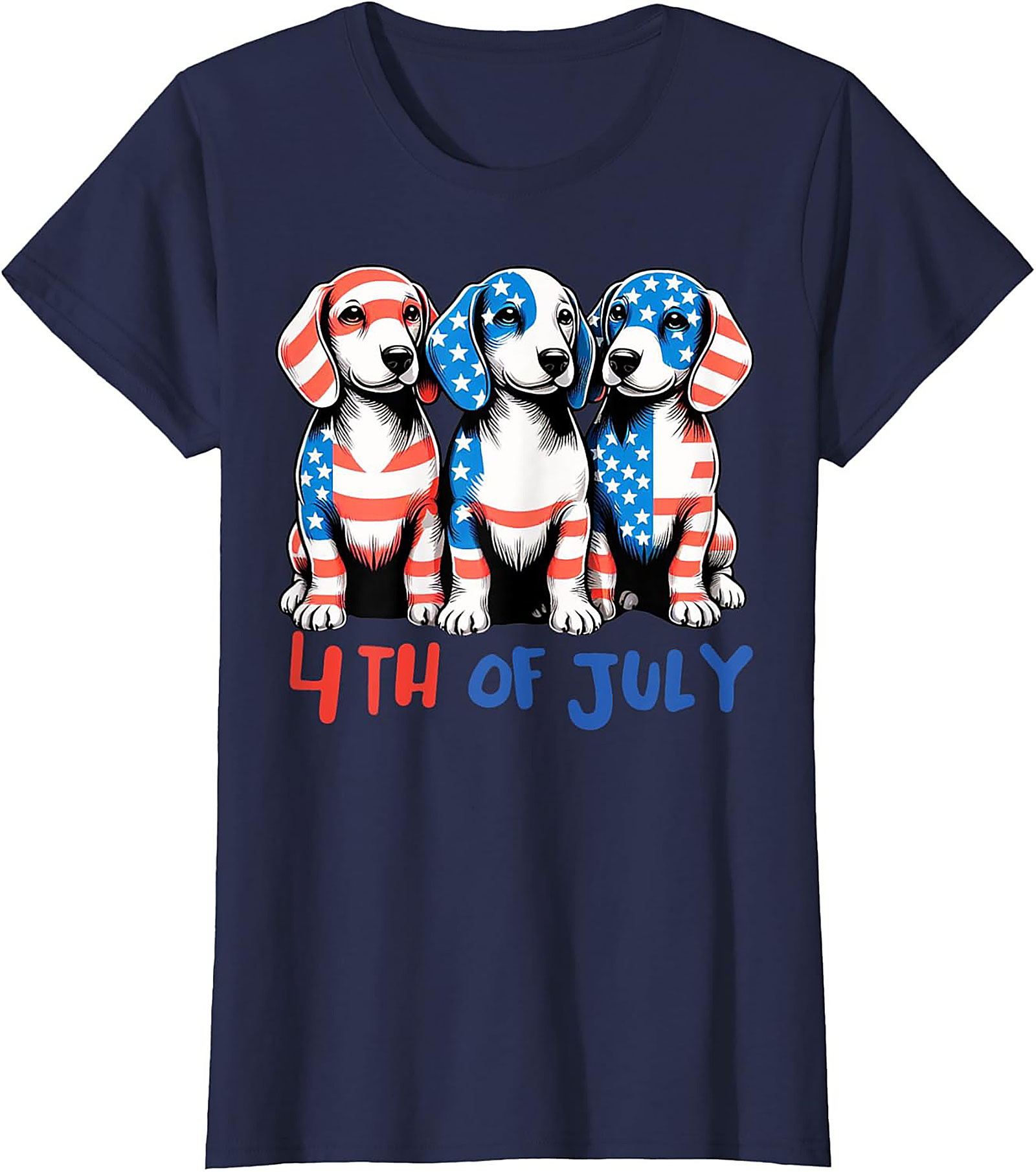 Patriotic Puppies 4th of July Graphic Tee | American Flag Dog Lover Shirt