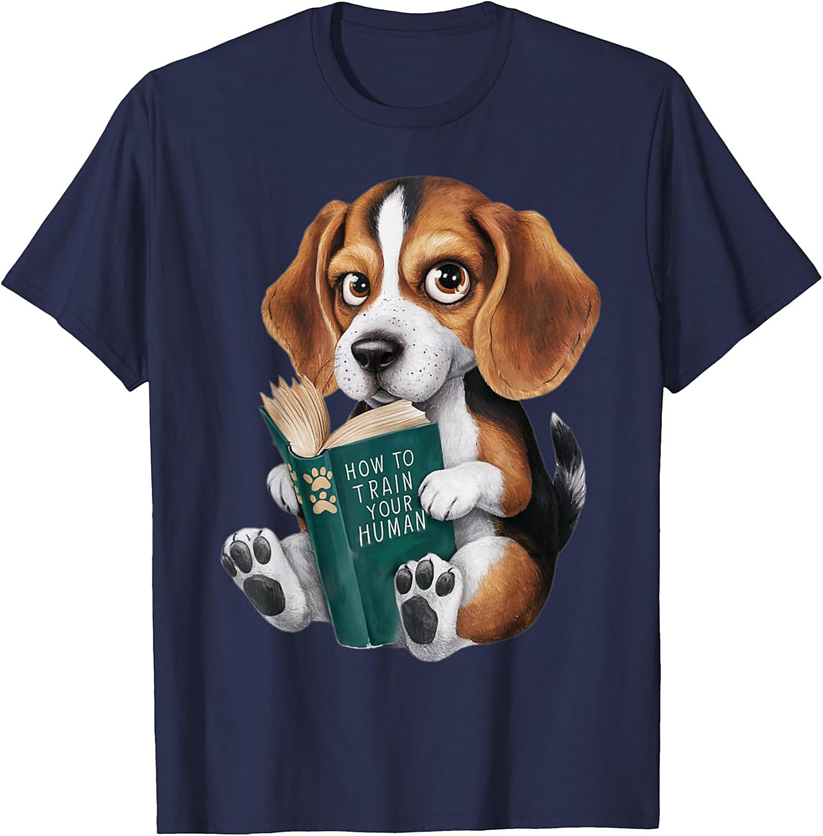 Funny Beagle Puppy Reading "How to Train Your Human" Graphic Tee