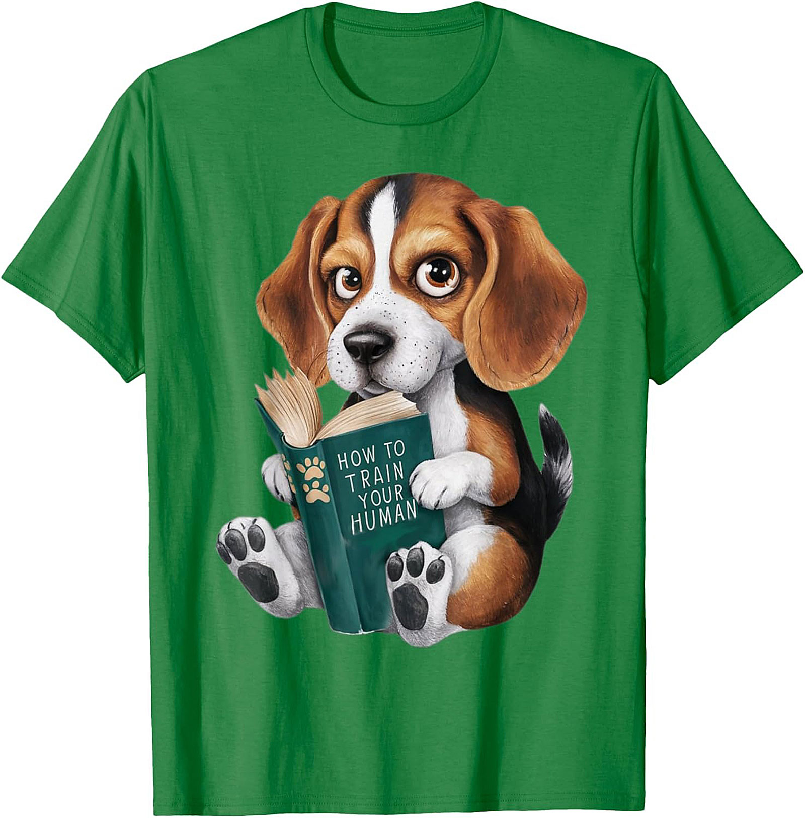 Funny Beagle Puppy Reading "How to Train Your Human" Graphic Tee