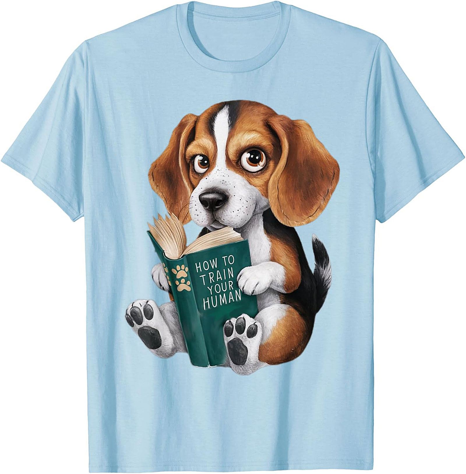 Funny Beagle Puppy Reading "How to Train Your Human" Graphic Tee