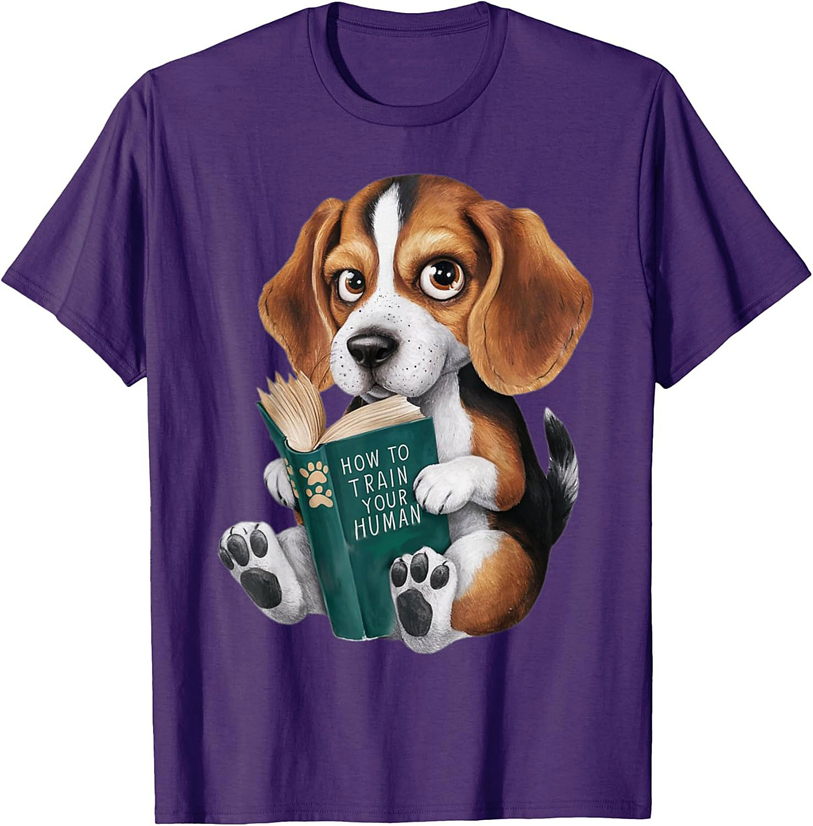 Funny Beagle Puppy Reading "How to Train Your Human" Graphic Tee