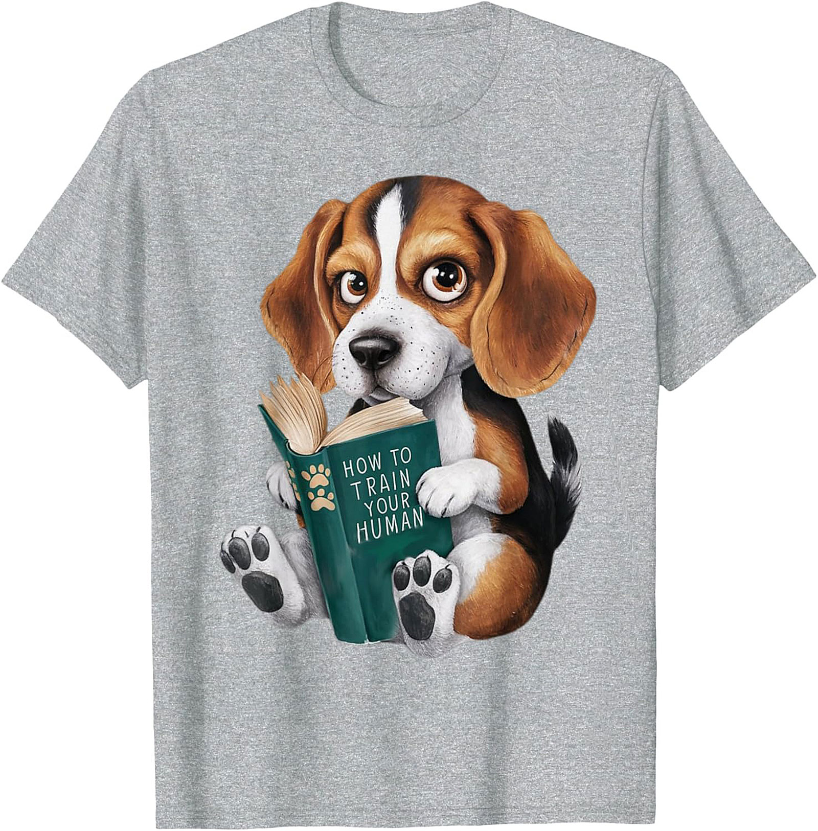 Funny Beagle Puppy Reading "How to Train Your Human" Graphic Tee